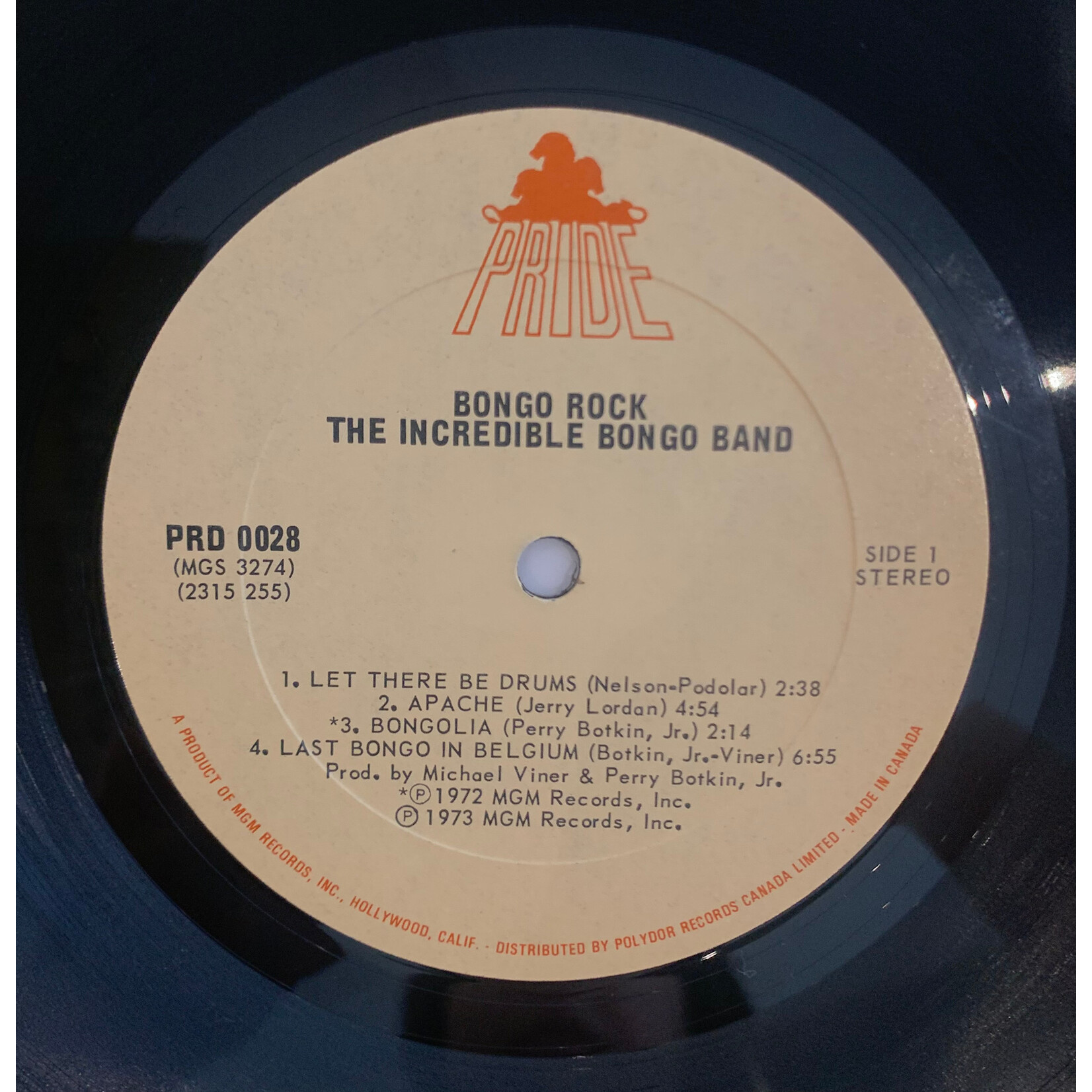 [Kollectible Vinyl] Michael Viner's Incredible Bongo Band: Bongo Rock (1973, Canada, Funk Samples, Disc VG+) [PRIDE]