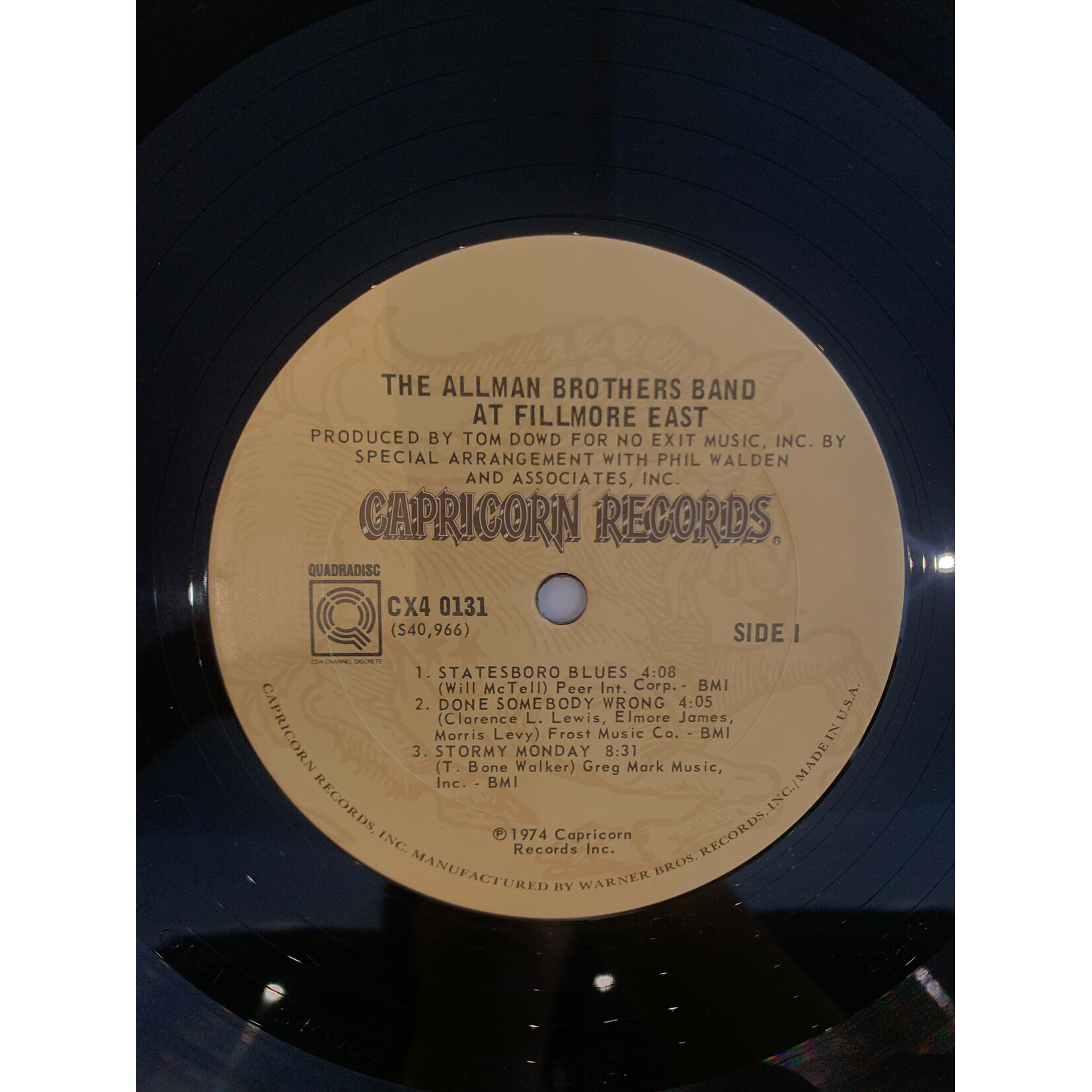 [Kollectible Vinyl] The Allman Brothers Band: The Allman Brothers Band At Fillmore East (1974, USA, Quadrophonic, Disc EX) [CAPRICORN]
