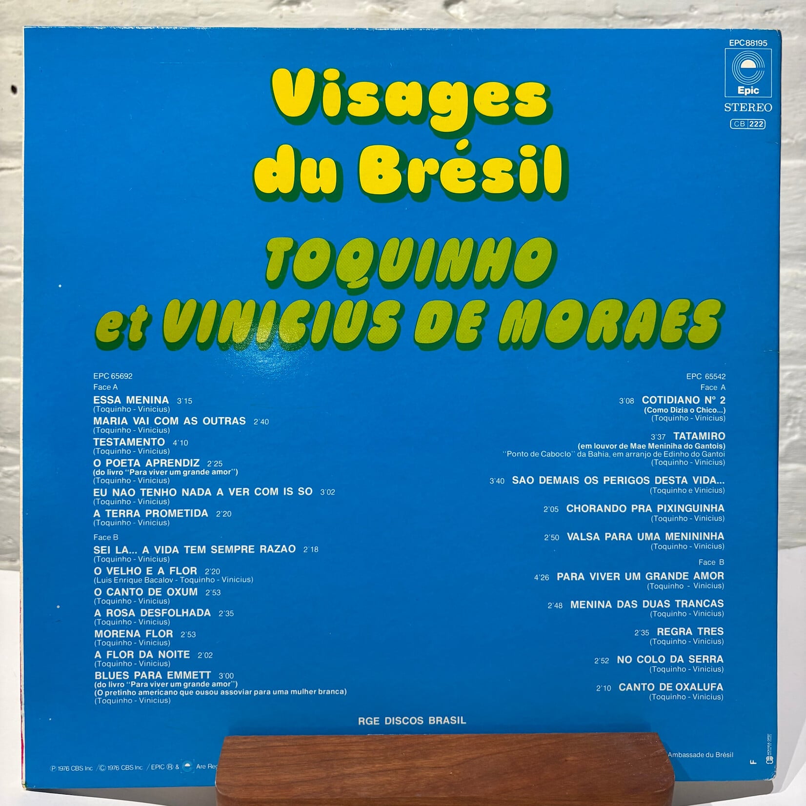 [Nick's Disk Pics] Toquinho Et Vinicius De Moraes: Visages Du Brésil (1976, France, VG+) [EPIC]