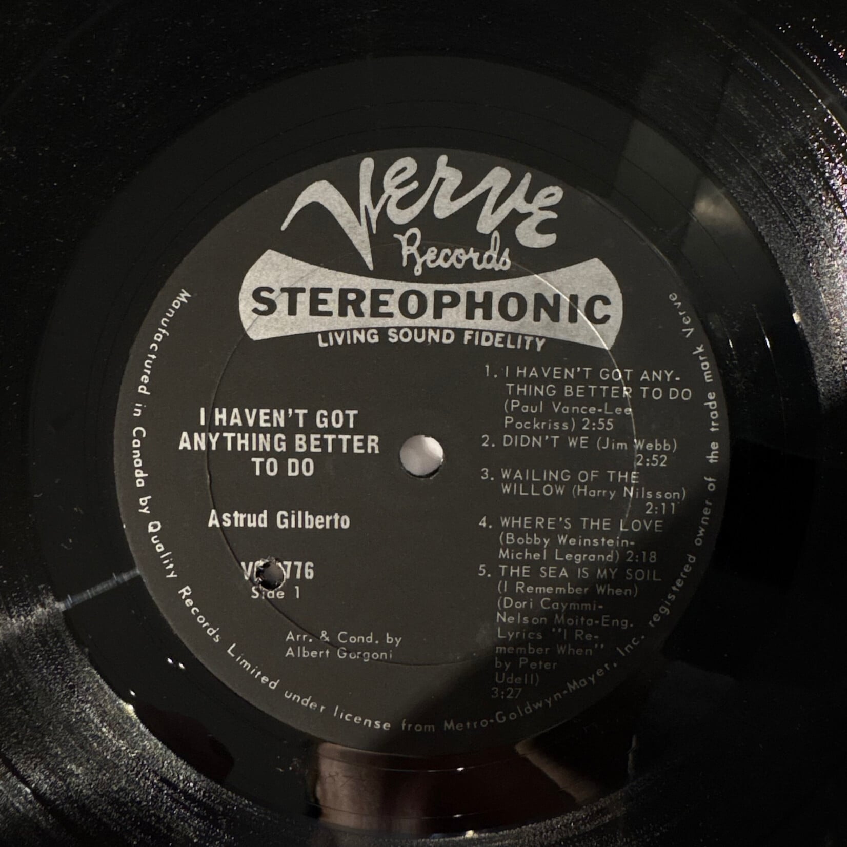 [Nick's Disk Pics] Gilberto, Astrud: I Haven't Got Anything Better To Do (1969, Canada, VG+) [VERVE]
