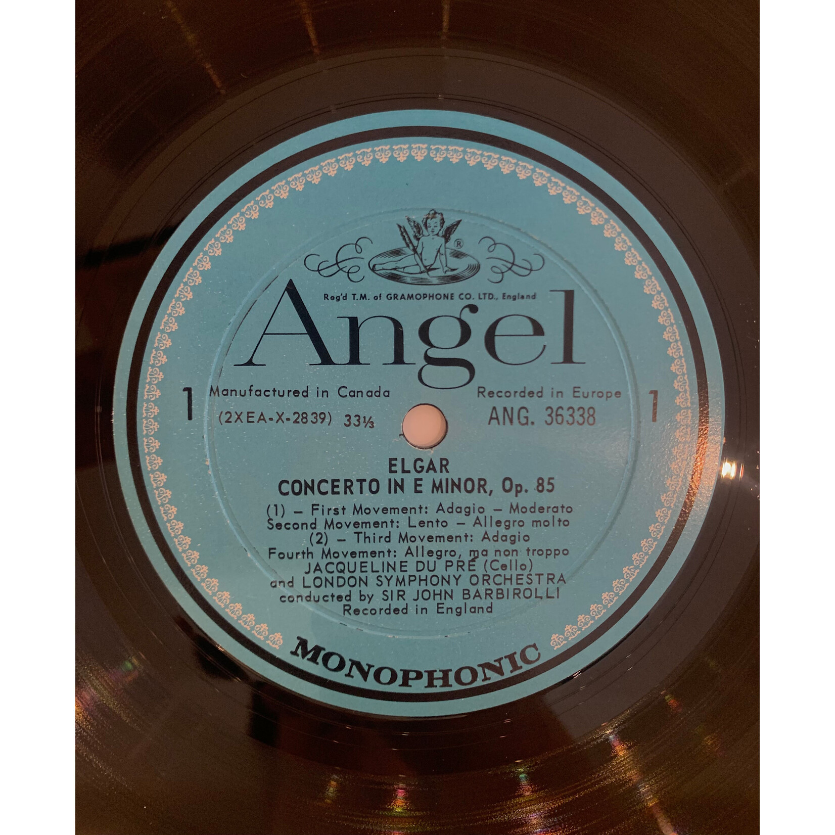 [Kollectible Vinyl] Elgar: Concerto In E Minor, Op 85 (1967, Canada, Mono, Disc Ex) [ANGEL]