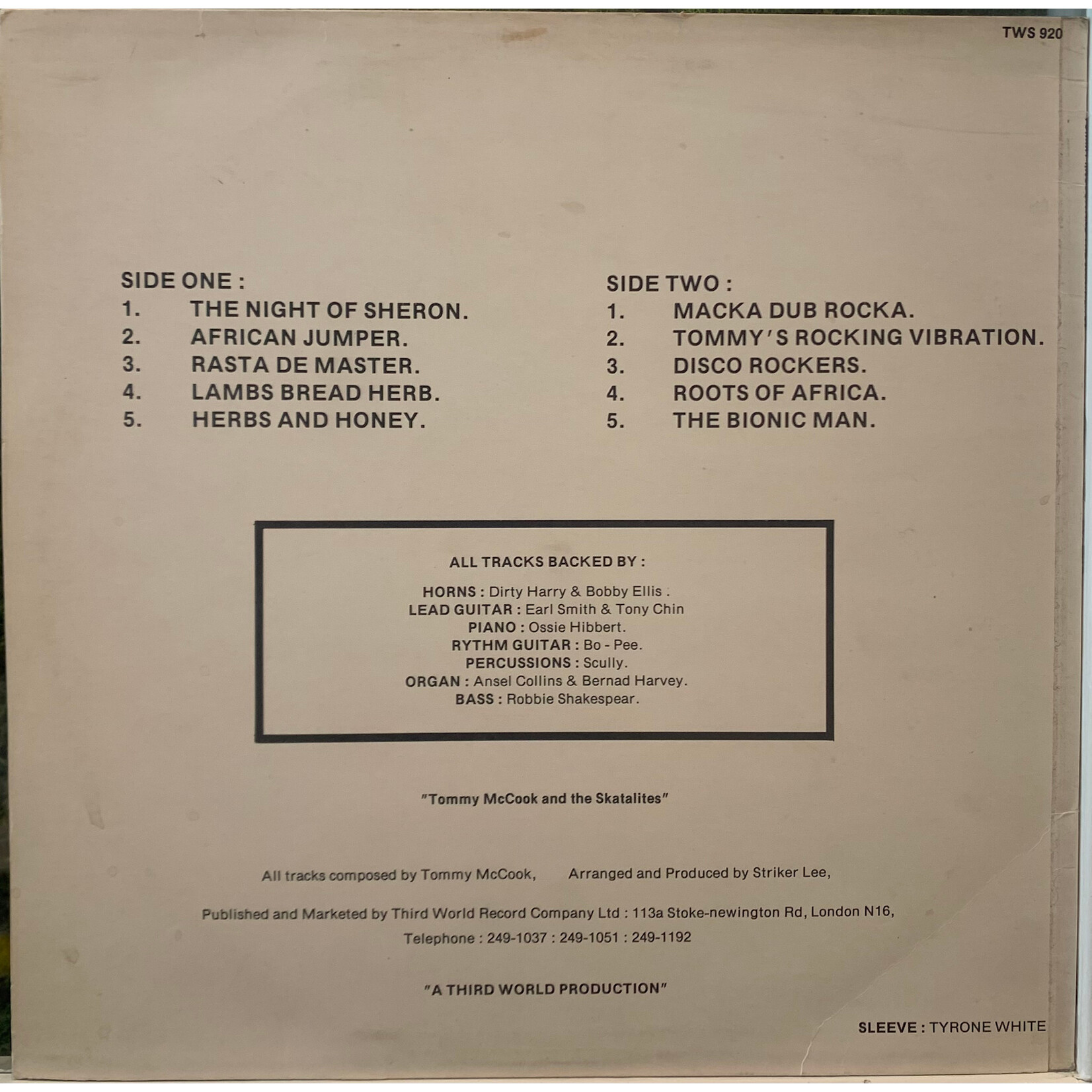 [Kollectible Vinyl] McCook, Tommy: Hot Lava (1977, UK, VG+) [THIRD WORLD]