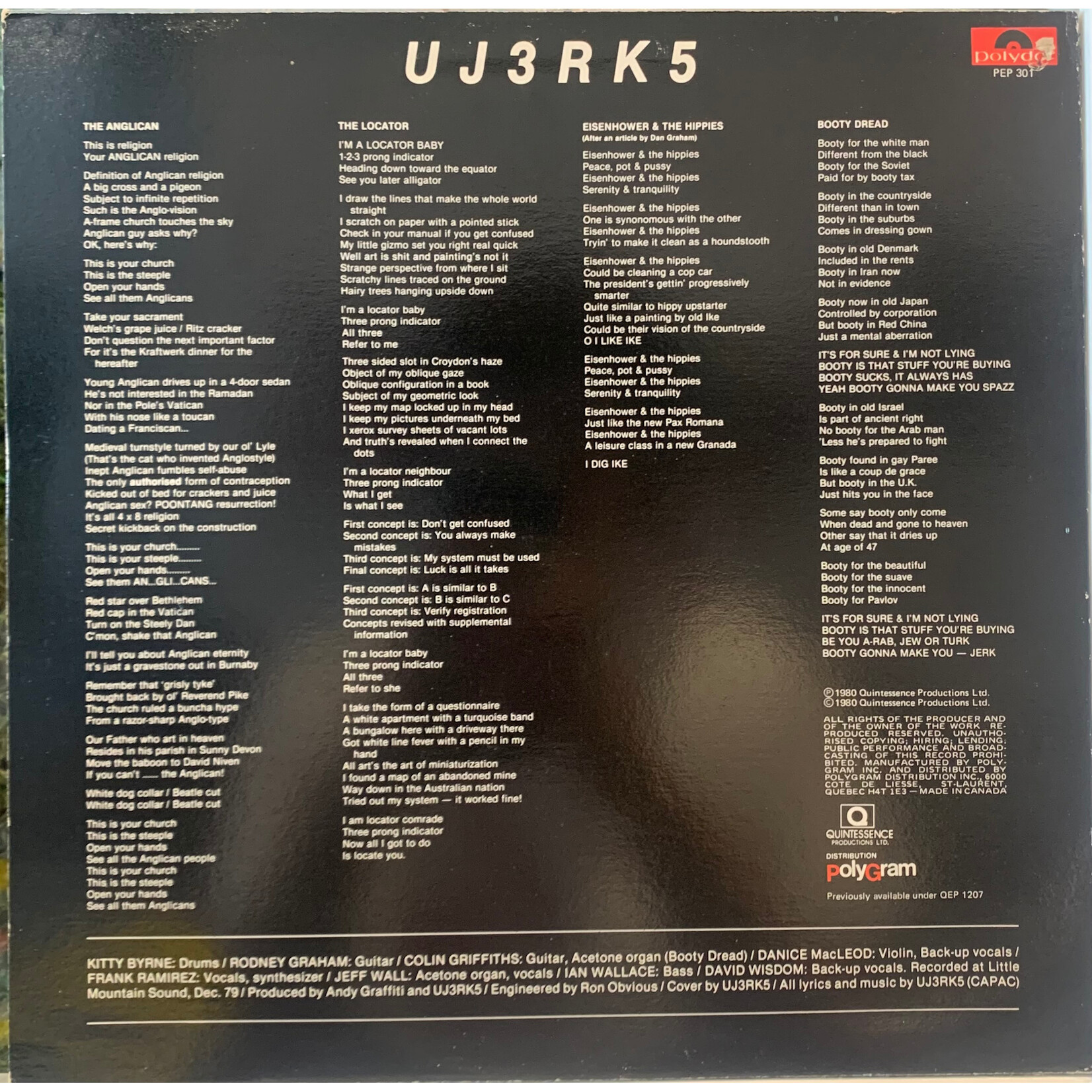 [Kollectible Vinyl] UJ3RK5: UJ3RK5 (1980, Canada, Ex) [POLYDOR]