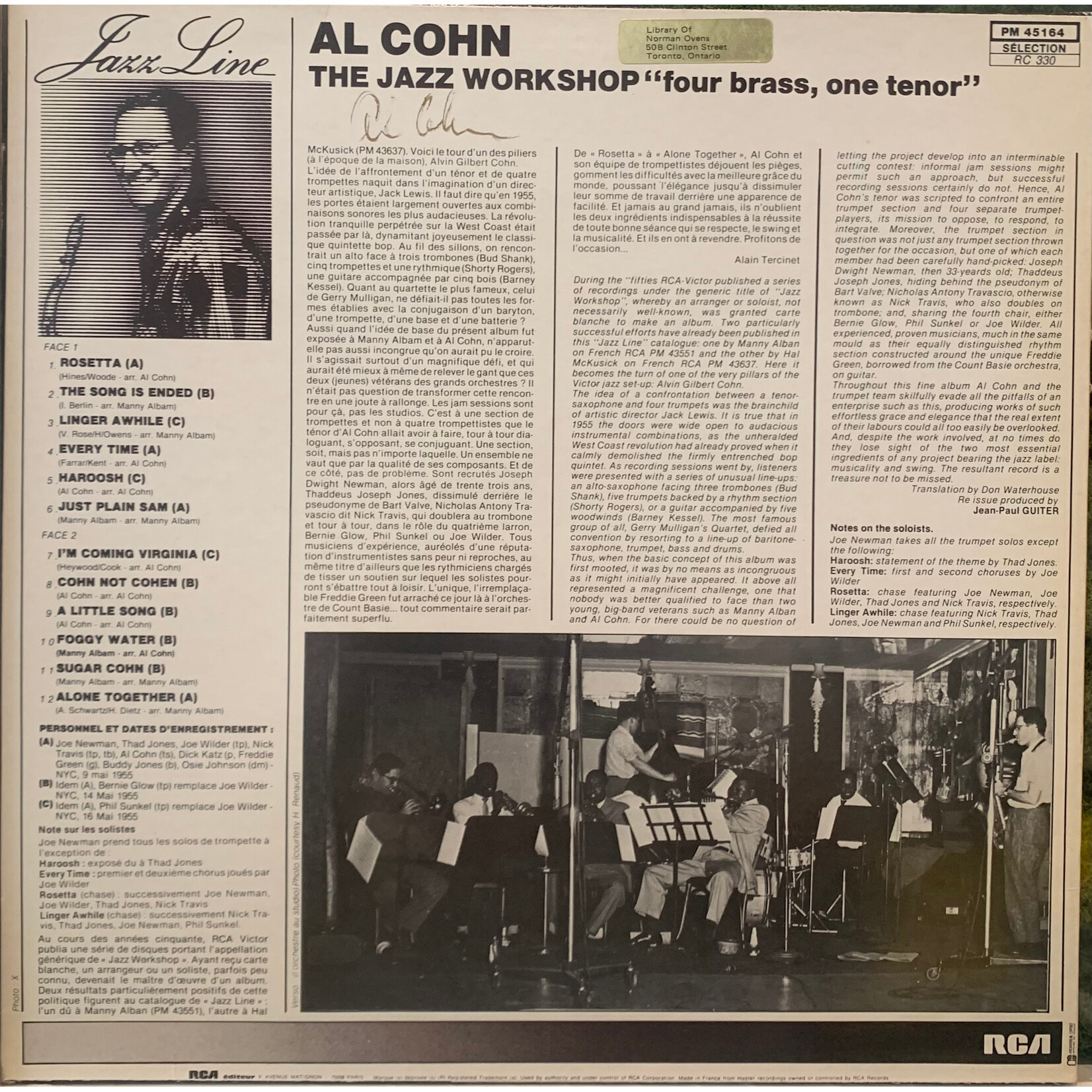 [Kollectible Vinyl] Cohn, Al: Four Brass, One Tenor (1982, France, Autographed, Ex) [RCA]