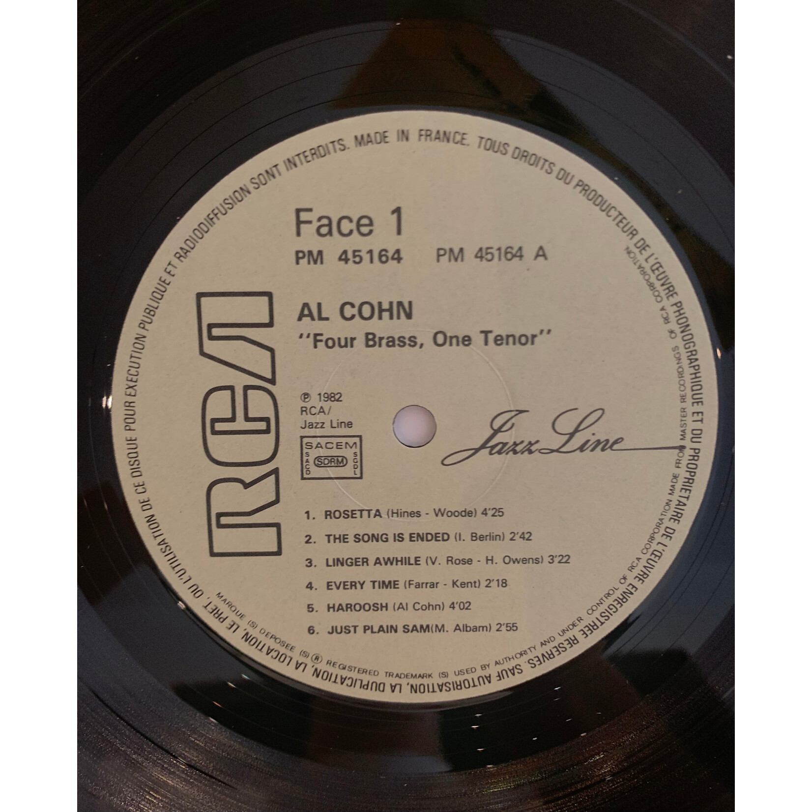 [Kollectible Vinyl] Cohn, Al: Four Brass, One Tenor (1982, France, Autographed, Ex) [RCA]