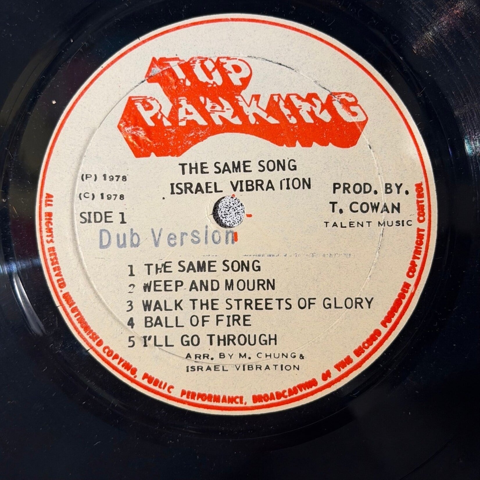 [Kollectible Vinyl] Israel Vibration: The Same Song (1978, JAMAICA, Dub Version, VG+) [TOP RANKING]
