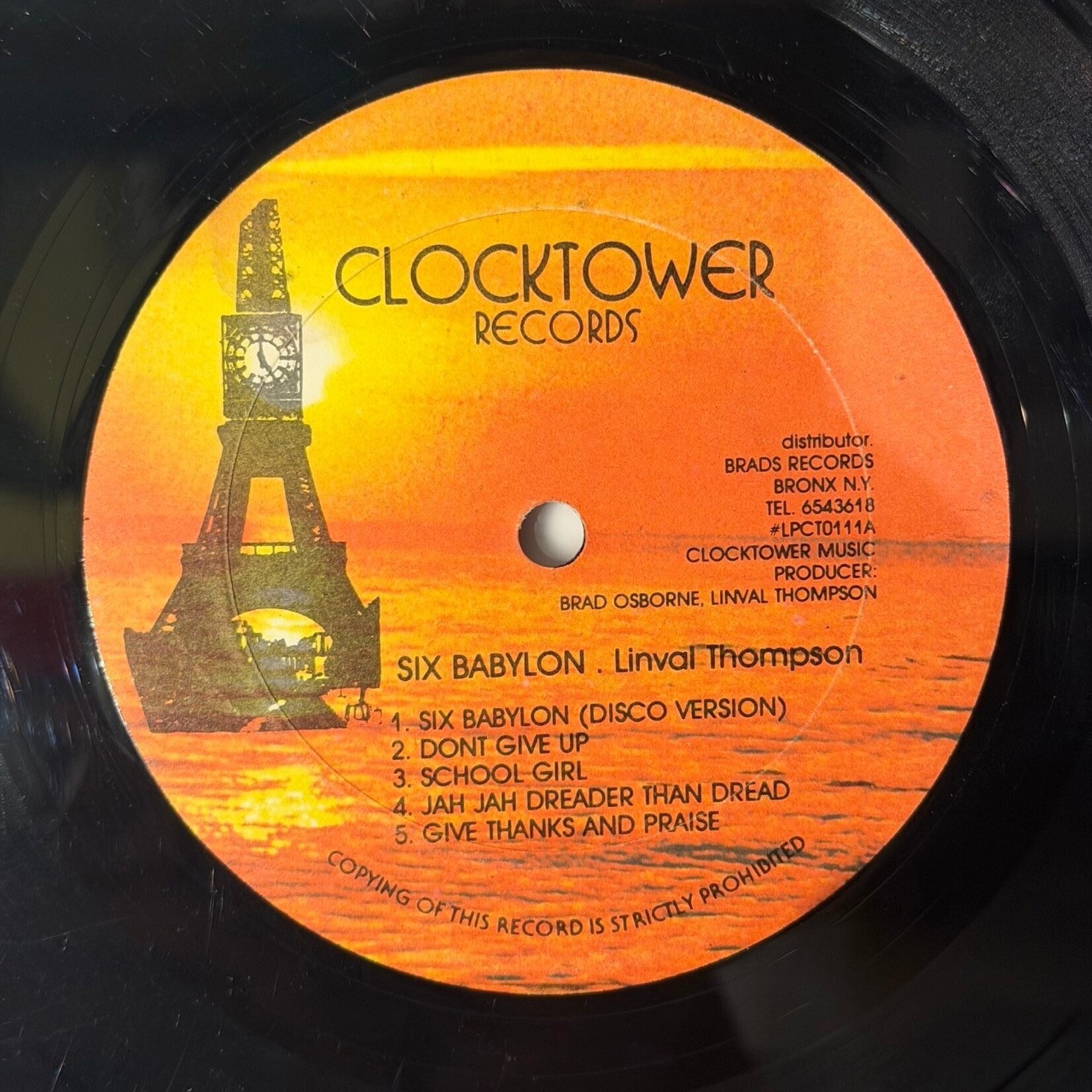 [Kollectible Vinyl] Linval Thompson: Six Babylon (1980, USA, 2nd Issue, Roots Reggae, VG) [CLOCK TOWER]