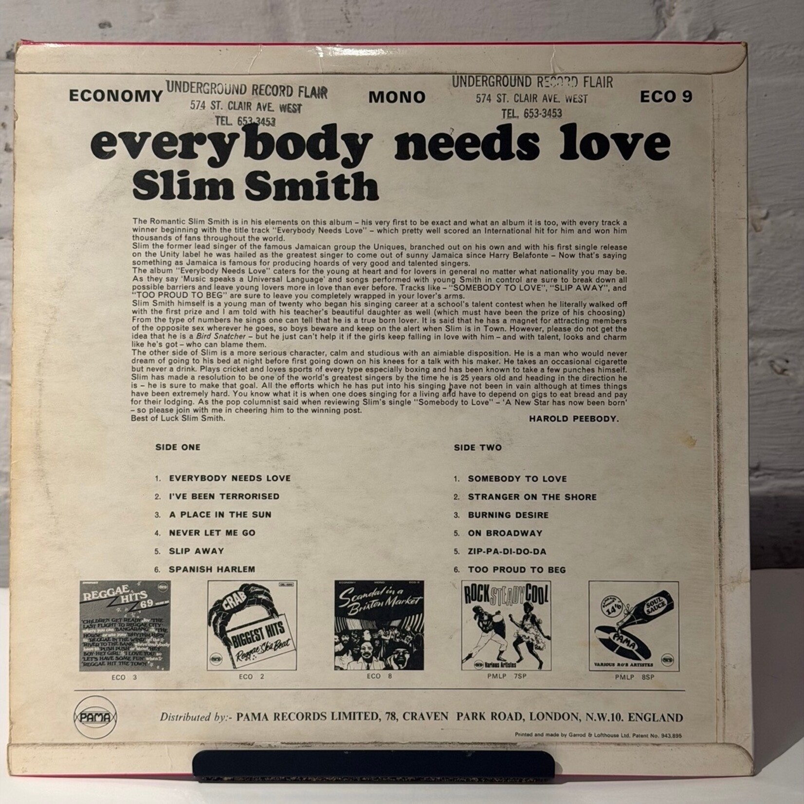 [Kollectible Vinyl] Slim Smith: Everybody Needs Love! (1969, UK, Rocksteady) [ECONOMY]