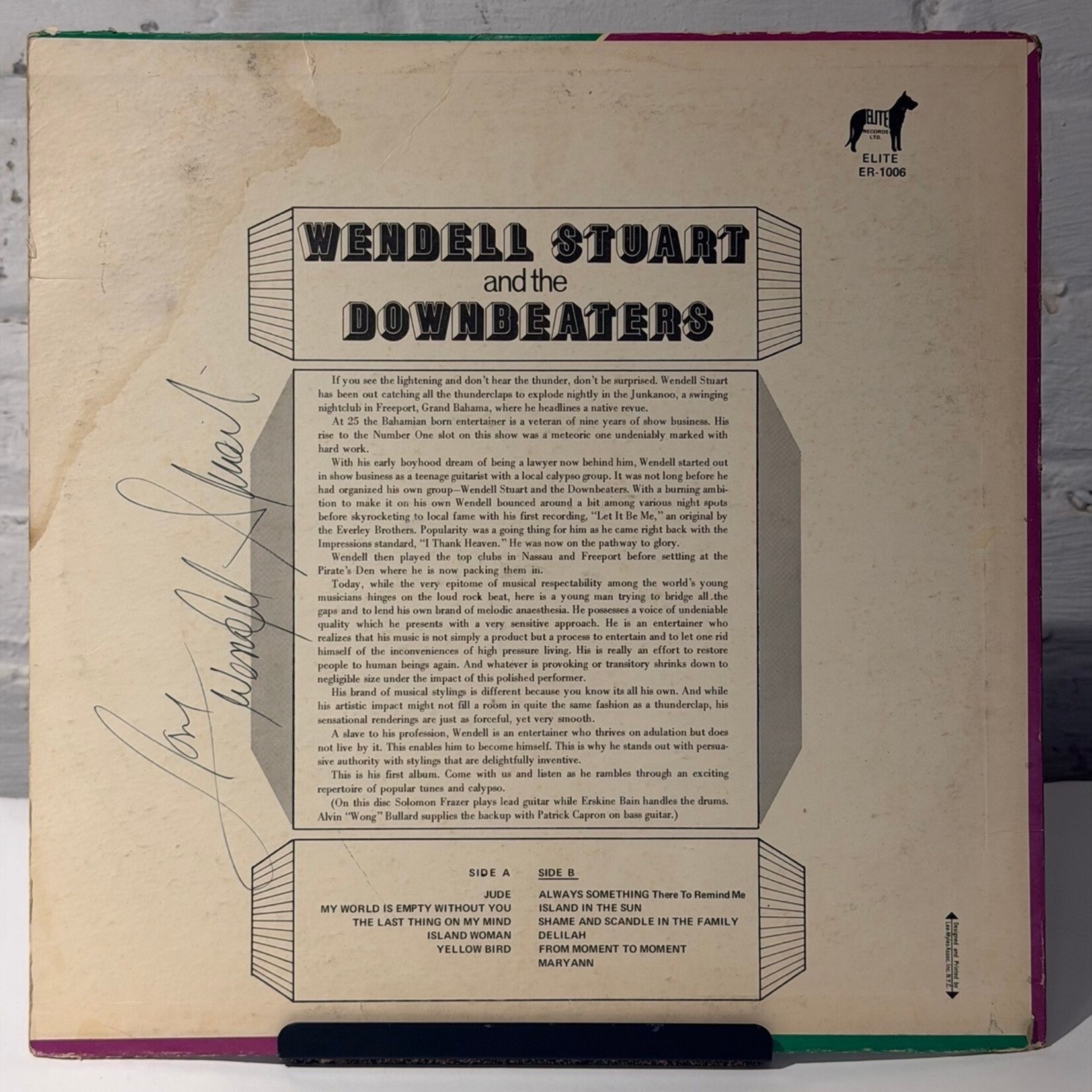 [Kollectible Vinyl] Stuart, Wendell and the Downbeaters: Self-titled (1969, BAHAMAS, VG) [ELITE]