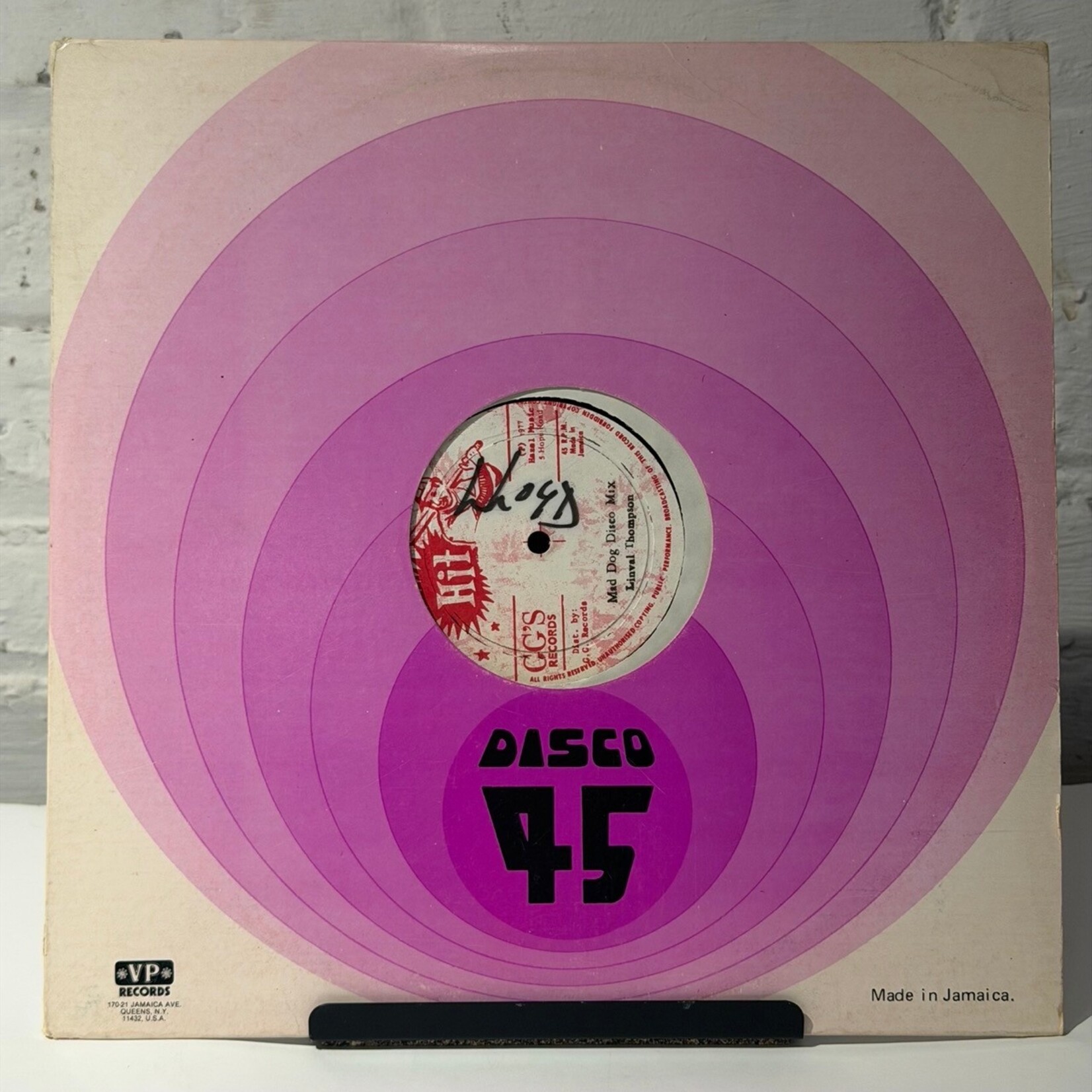 [Kollectible Vinyl] Thompson, Linval: Mad Dog Disco Mix (1977, JAMAICA, 12" 45 RPM, VG+) [GG's]