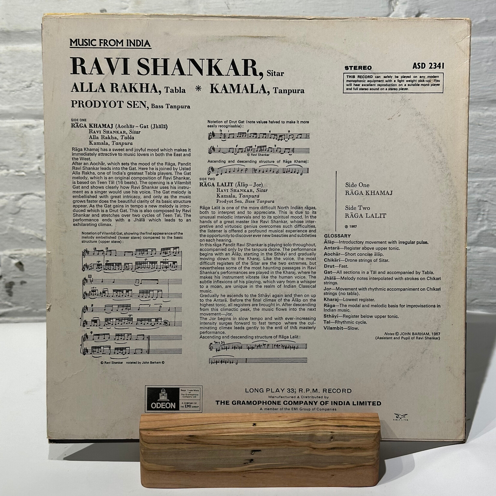 [Nick's Disk Pics] Shankar, Ravi w/ Alla Rakha, Kamala, and Prodyot Sen: Raga Khamaj / Raga Lalit (1967, INDIA, VG+) [ODEON]