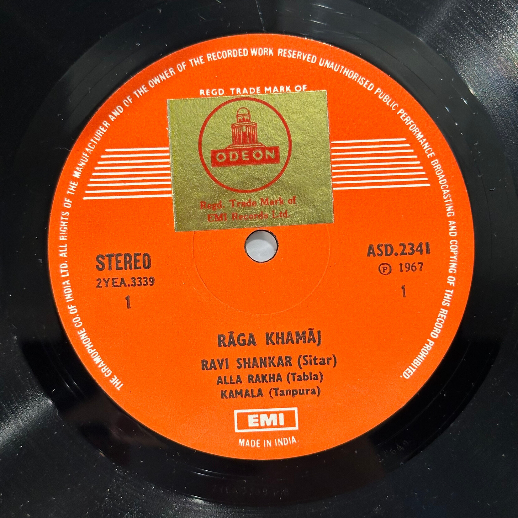 [Nick's Disk Pics] Shankar, Ravi w/ Alla Rakha, Kamala, and Prodyot Sen: Raga Khamaj / Raga Lalit (1967, INDIA, VG+) [ODEON]