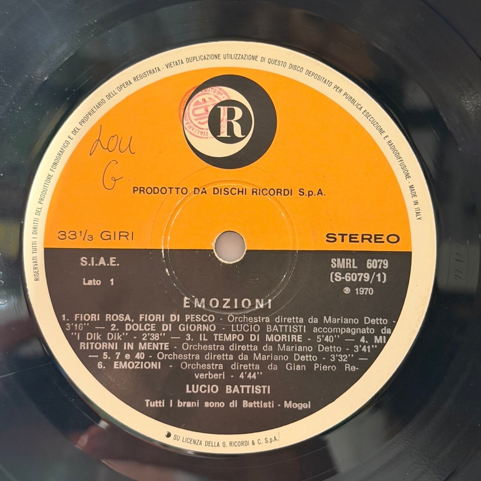 [Nick's Disk Pics] Battisti, Lucio: Emozioni (1970, ITALY, VG) [RICORDI]