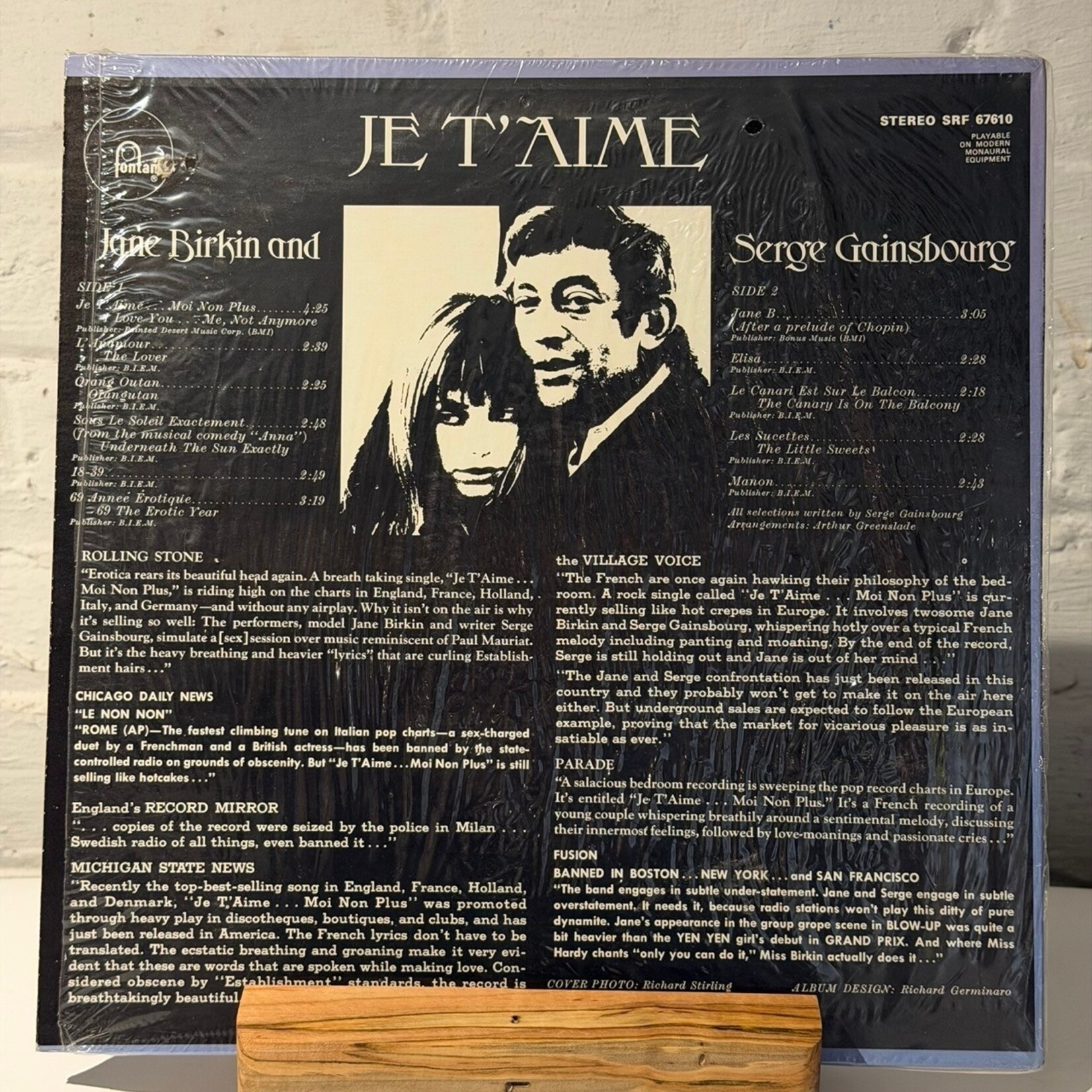[Nick's Disk Pics] Birkin, Jane and Serge Gainsbourg: Je T'Aime (Beautiful Love) (1969, USA, VG+) [FONTANA]