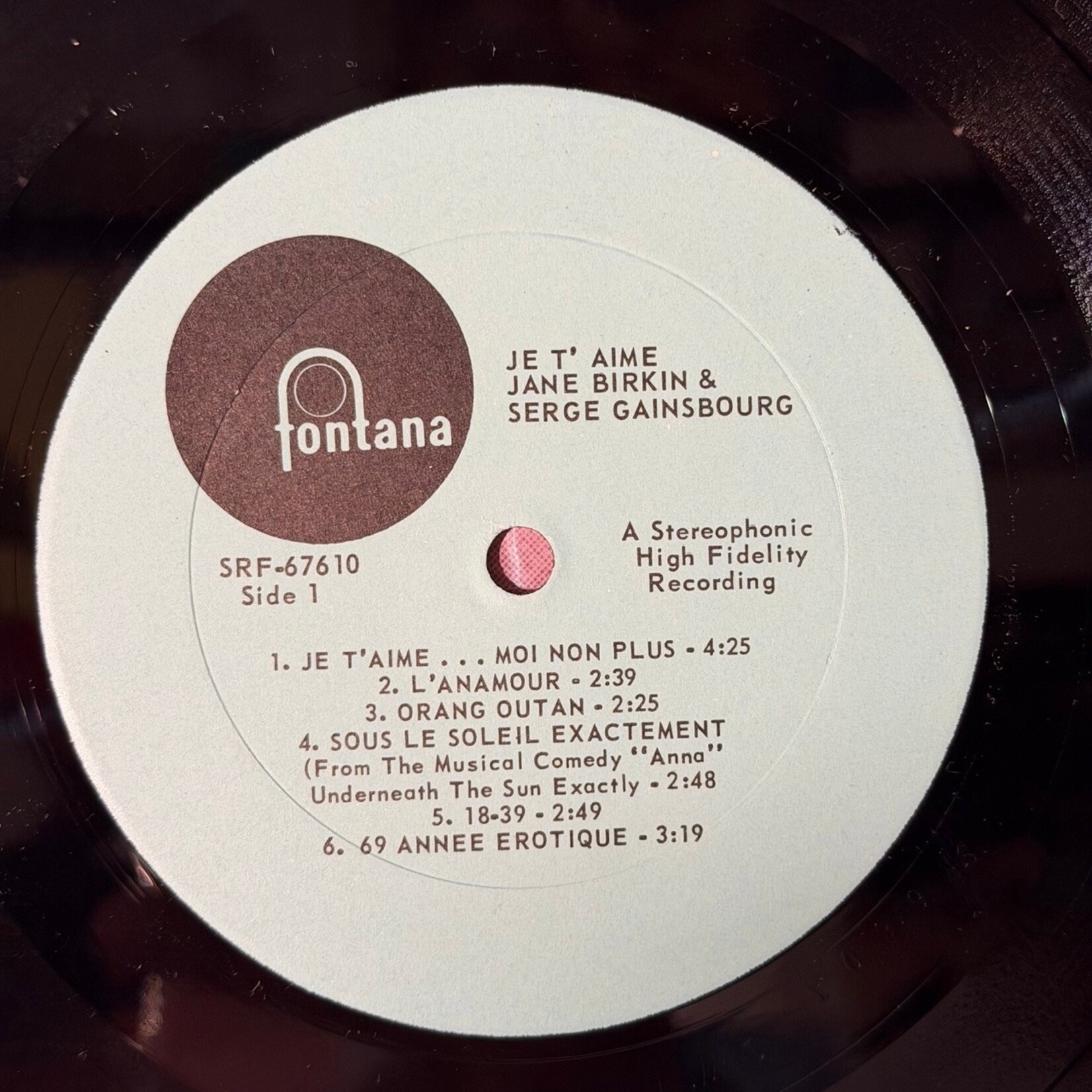 [Nick's Disk Pics] Birkin, Jane and Serge Gainsbourg: Je T'Aime (Beautiful Love) (1969, USA, VG+) [FONTANA]