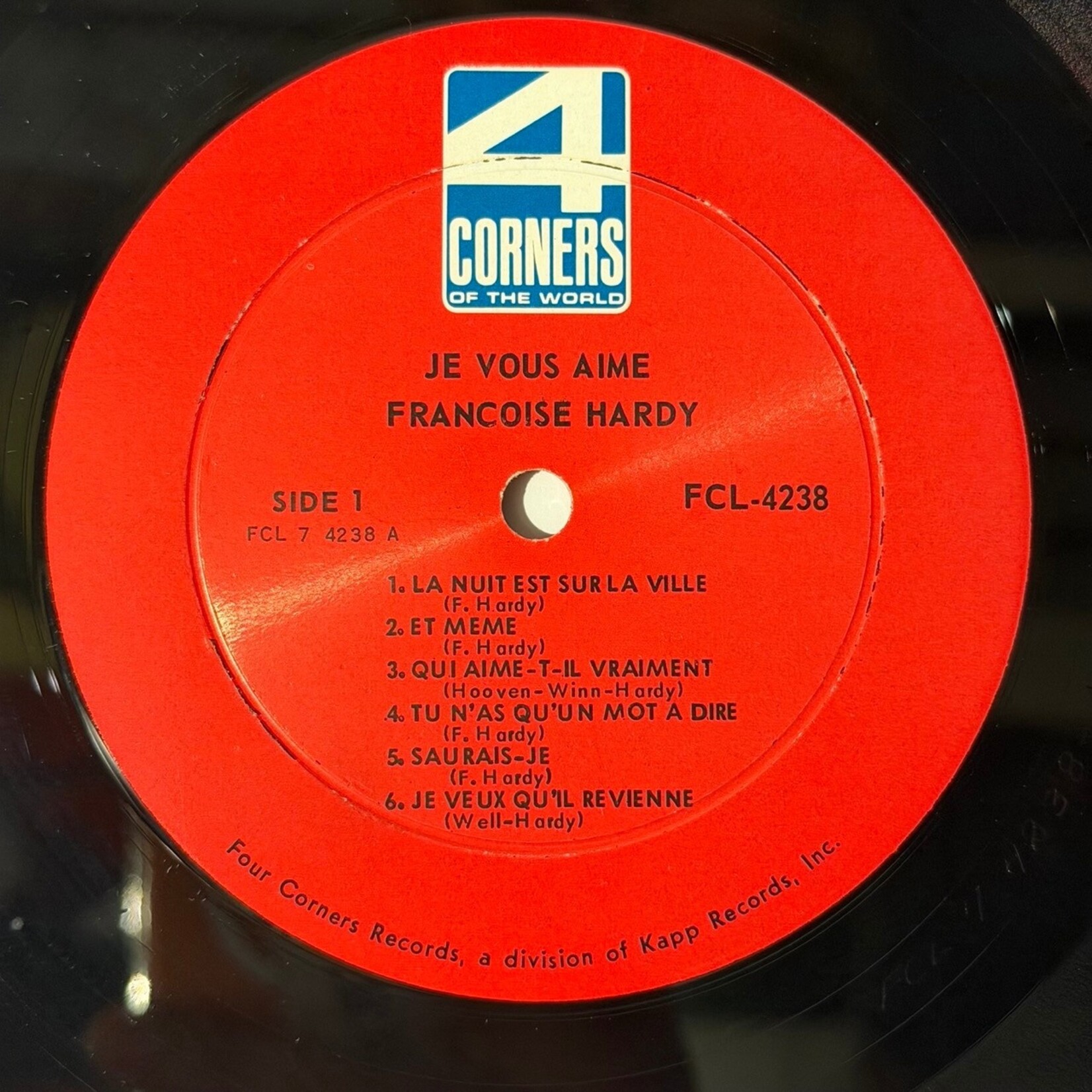 [Nick's Disk Pics] Hardy, Francoise: Je Vous Aime (1966, USA, VG+) [4 CORNERS OF THE WORLD]
