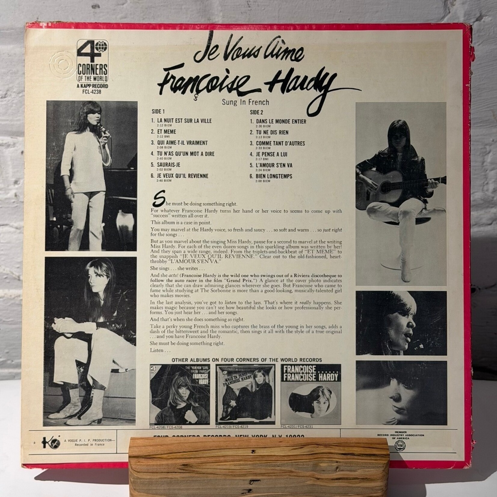 [Nick's Disk Pics] Hardy, Francoise: Je Vous Aime (1966, USA, VG+) [4 CORNERS OF THE WORLD]