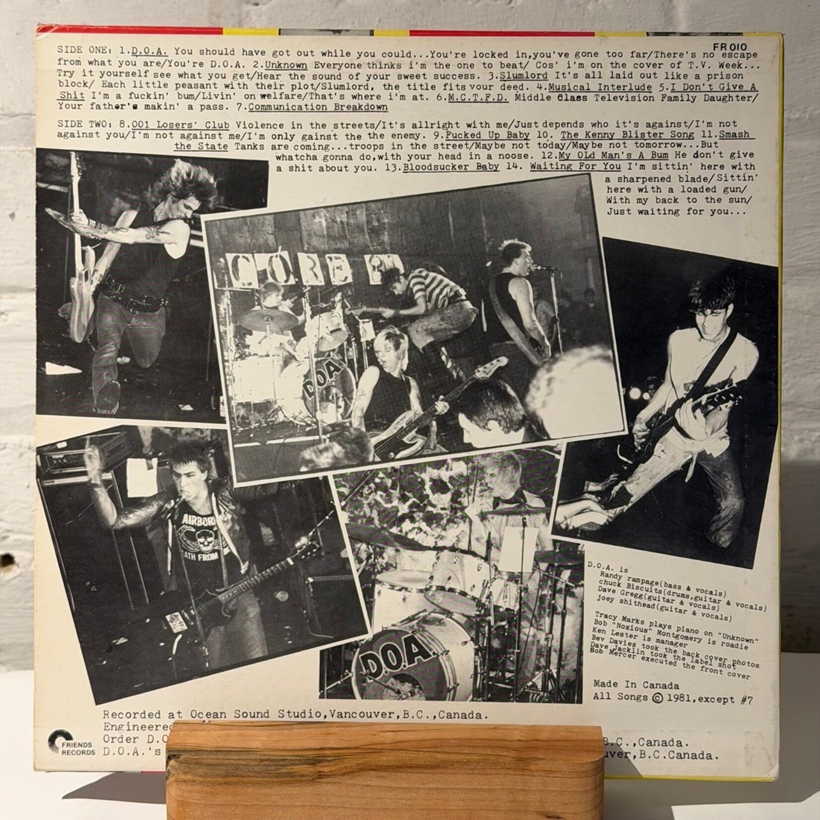 [Kollectible Vinyl] D.O.A: Hardcore 81 (1981, CANADA, VG) [FRIENDS]