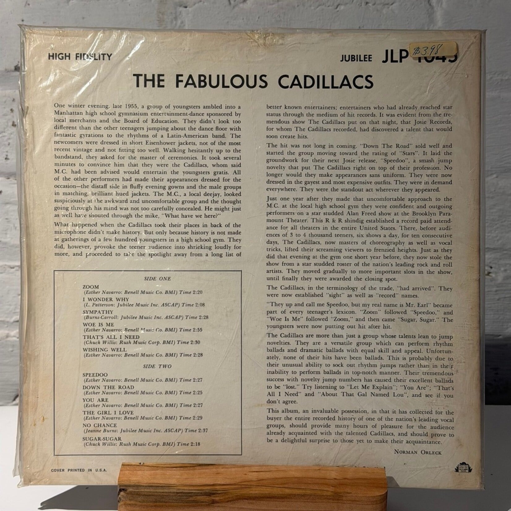 [Kollectible Vinyl] The Fabulous Cadillacs: The Fabulous Cadillacs (1957, Canada, VG+) [JUBILEE]