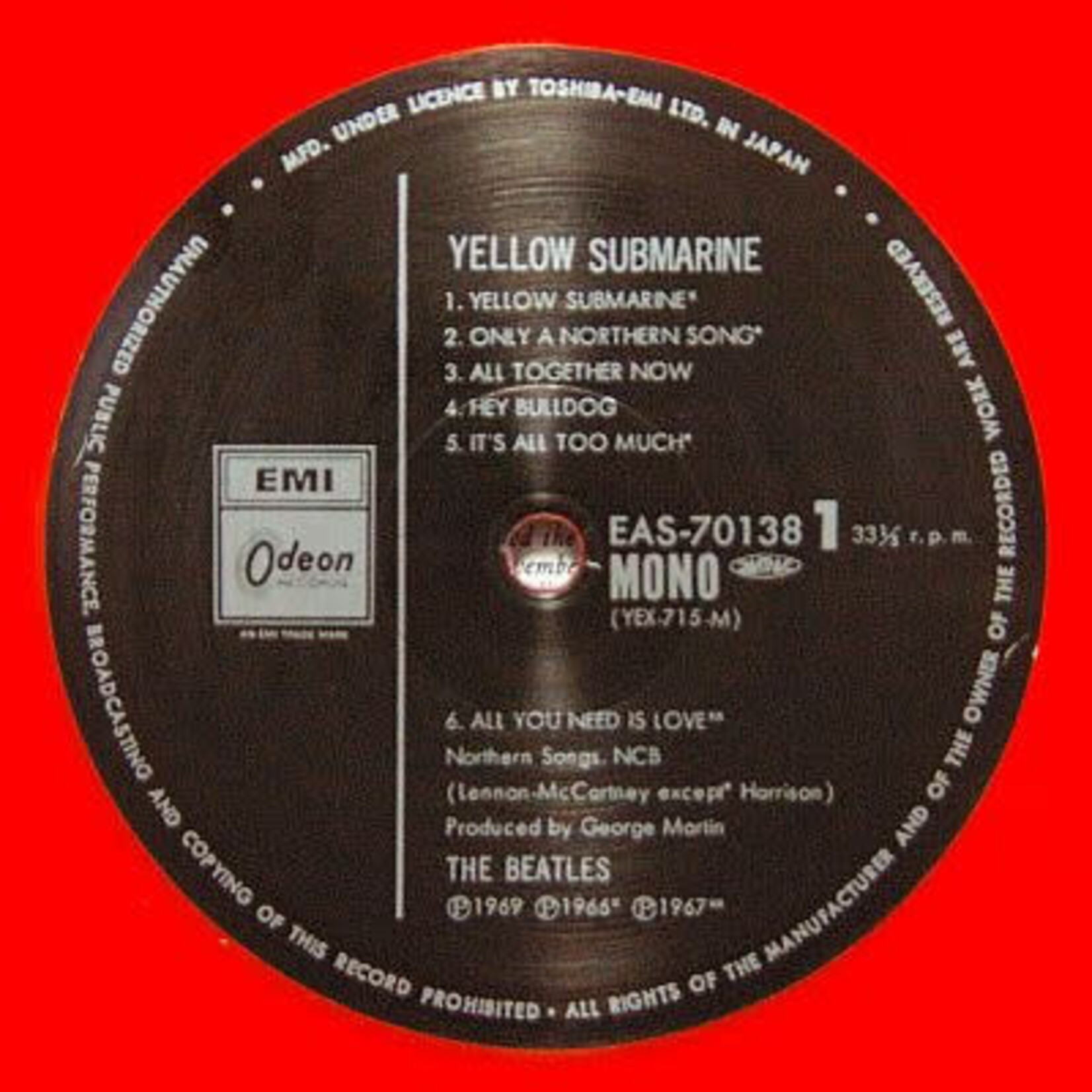 [Japanese Vintage] Beatles: Yellow Submarine (Red Wax, no OBI, w/Insert) [JAPANESE VINTAGE]