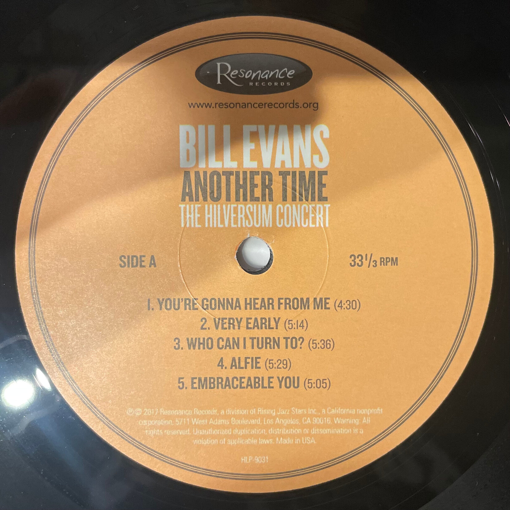 [Kollectible Vinyl] Evans, Bill: Another Time (The Hilversum Concert) (2017, USA, Numbered, EX) [RESONANCE]