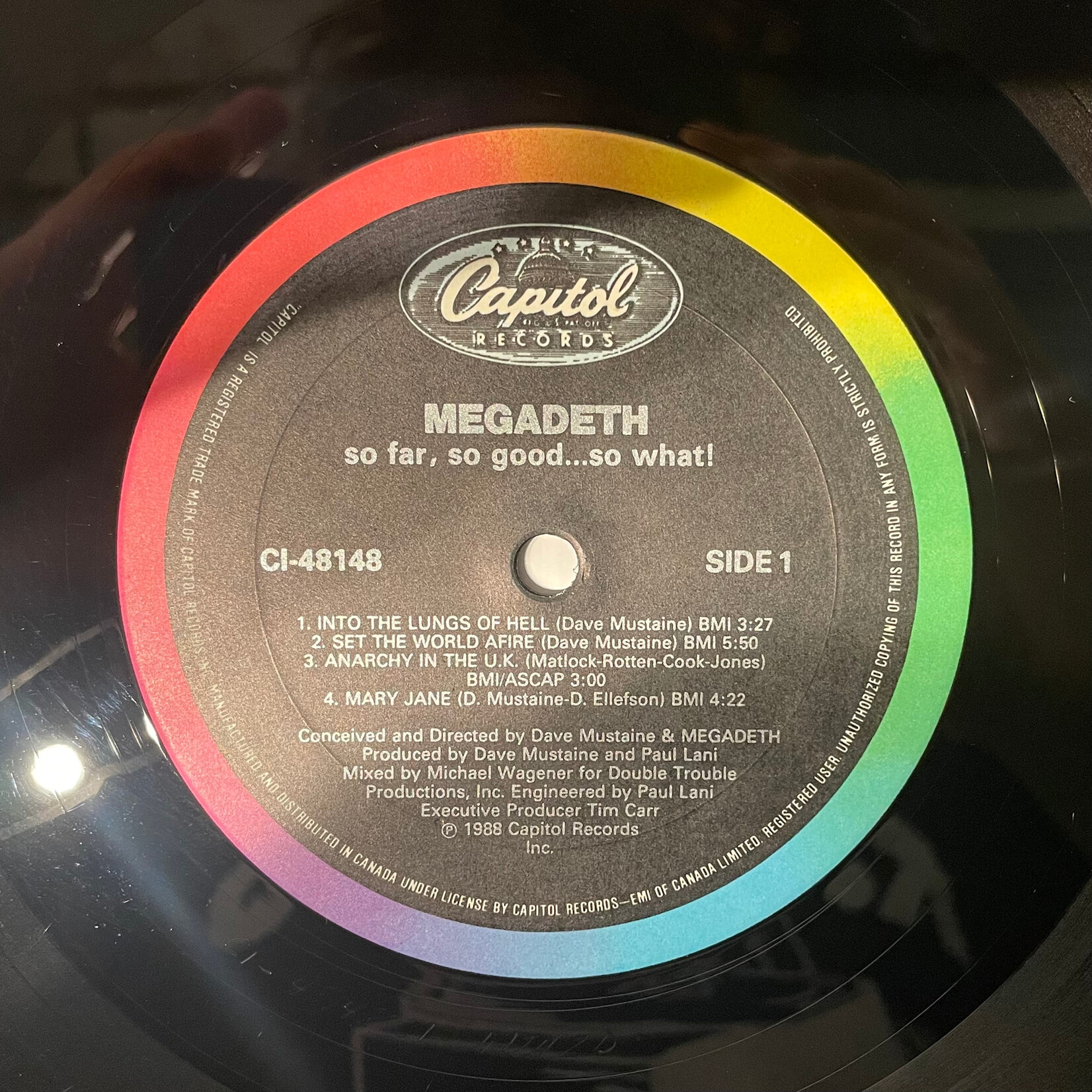 [Kollectible Vinyl] Megadeth: So Far, So Good... So What! (1988, Canada, VG+) [CAPITOL]