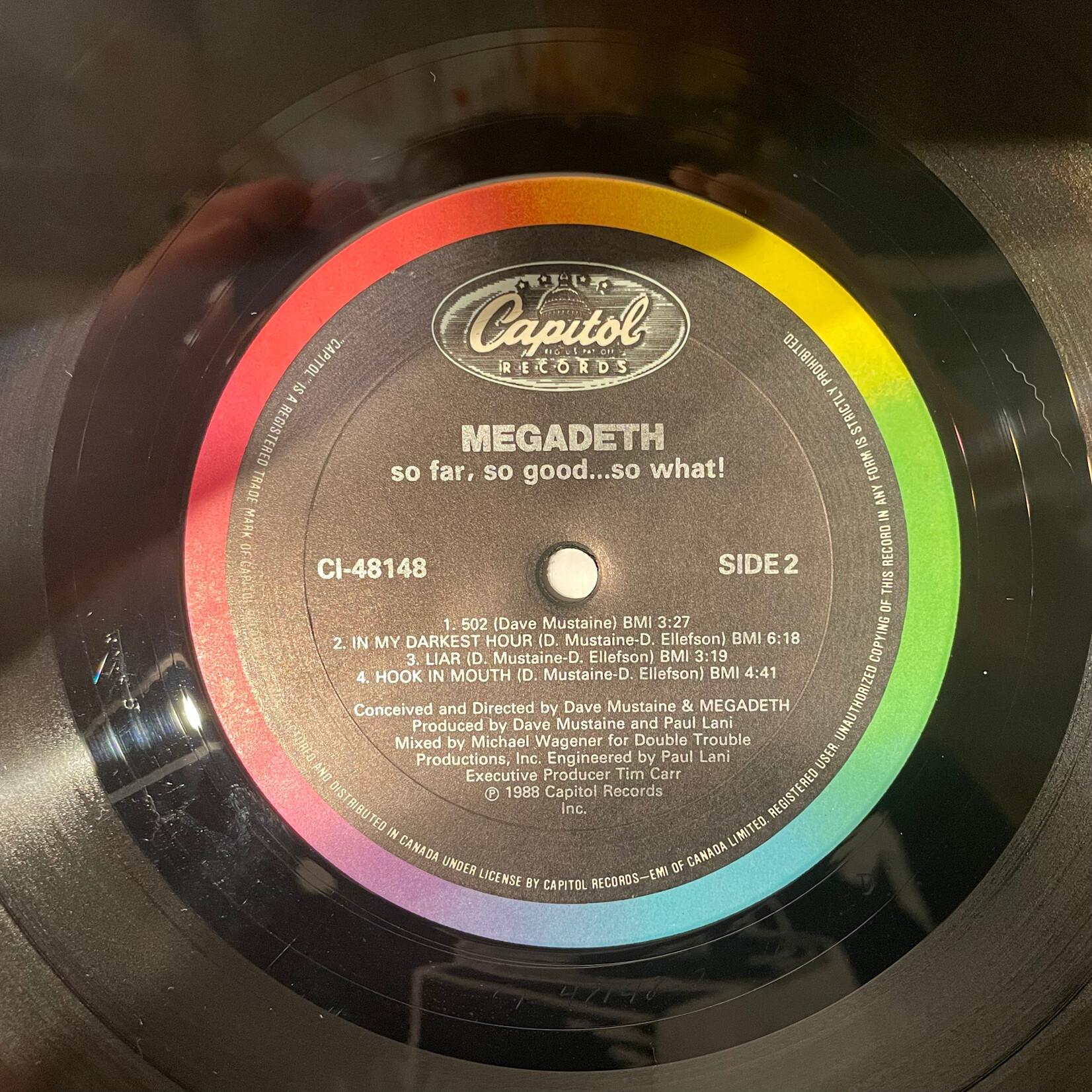 [Kollectible Vinyl] Megadeth: So Far, So Good... So What! (1988, Canada, VG+) [CAPITOL]
