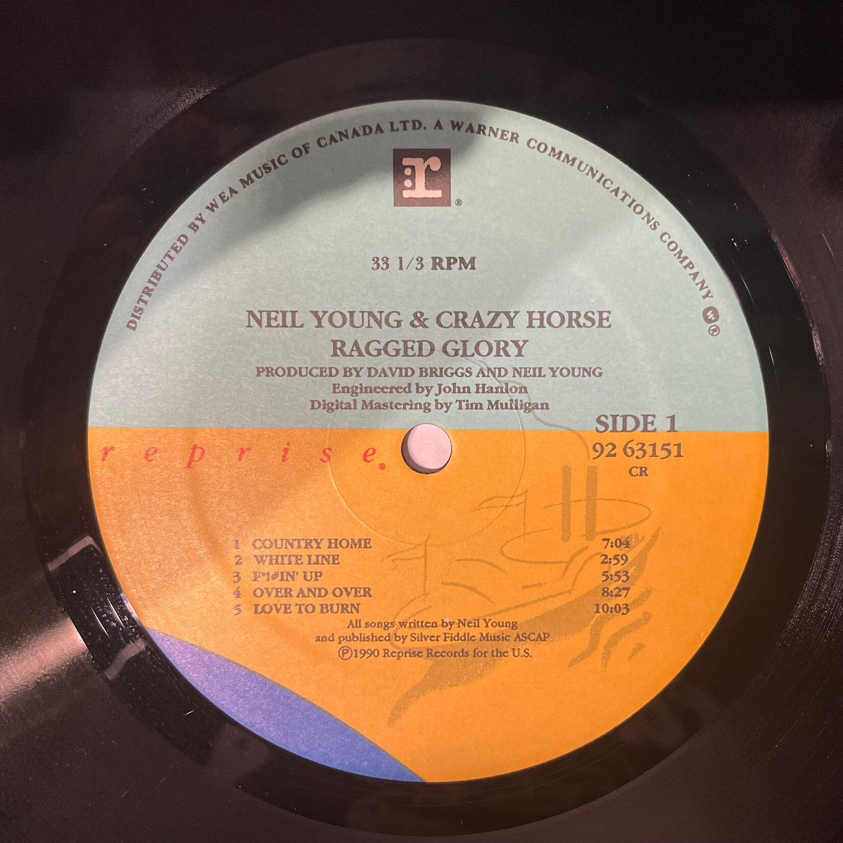[Kollectible Vinyl] Young, Neil & Crazy Horse: Ragged Glory (1990, Canada, w/Inner, EX) [REPRISE]