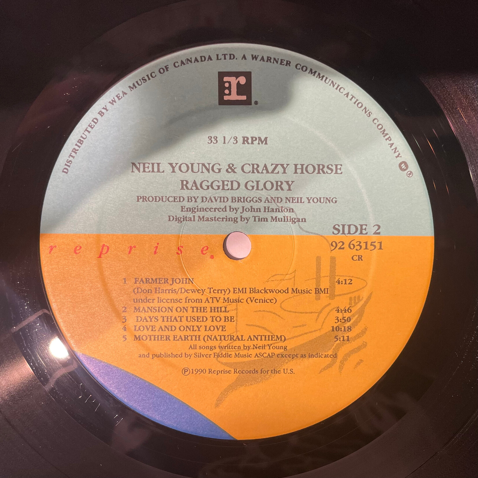 [Kollectible Vinyl] Young, Neil & Crazy Horse: Ragged Glory (1990, Canada, w/Inner, EX) [REPRISE]
