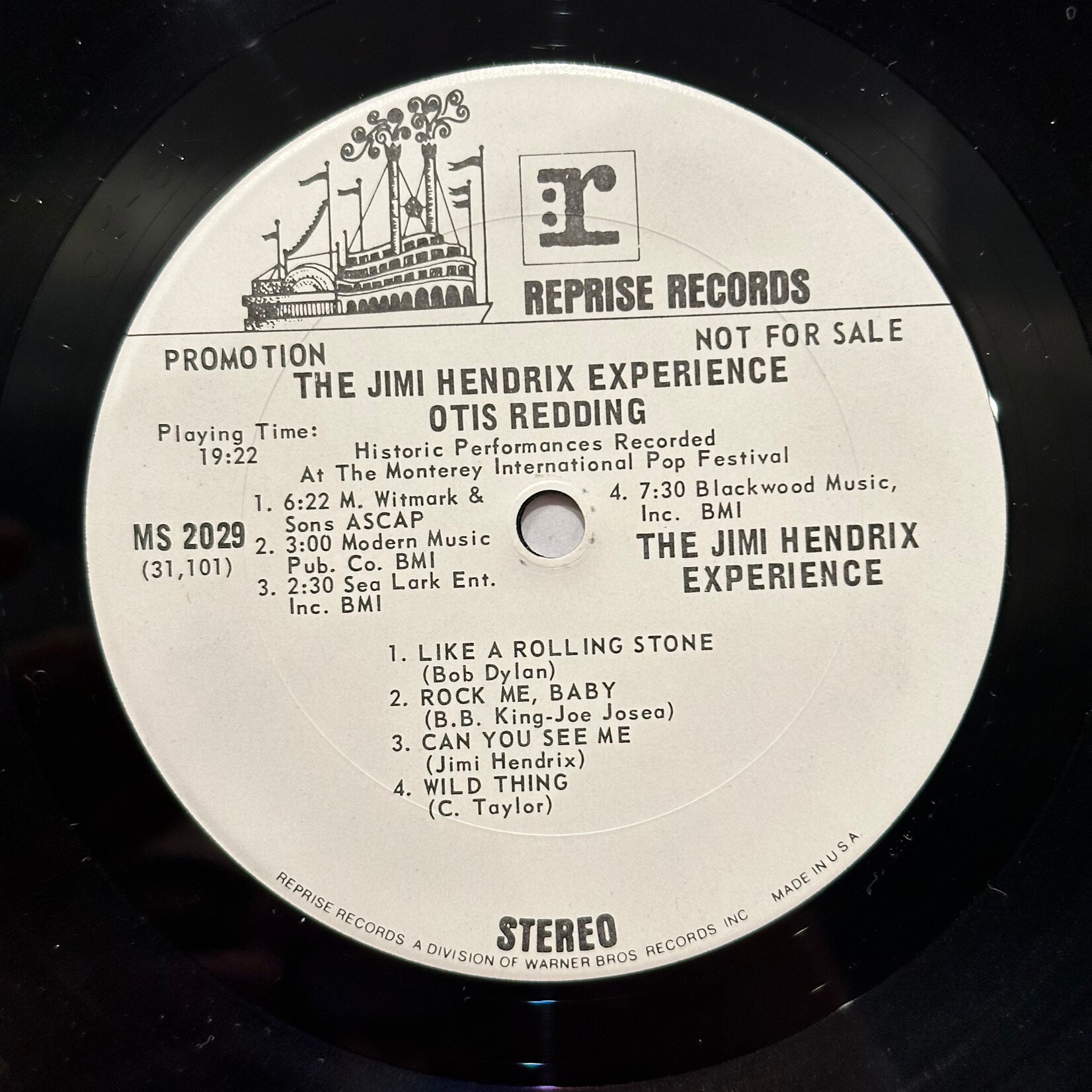 [Kollectible Vinyl] Redding, Otis/The Jimi Hendrix Experience: Historic Performances Recorded At The Monterey International Pop Festival (1970, USA, White Promo, VG+)  [REPRISE]