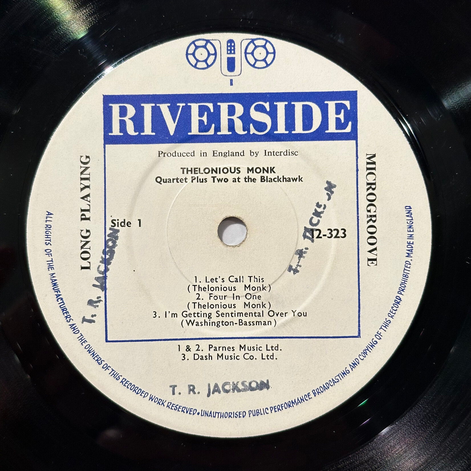 [Kollectible Vinyl] Monk, Thelonious Quartet Plus Two: At The Blackhawk (1960s, UK, Mismatch US Cover UK LP, Disc EX) [RIVERSIDE]