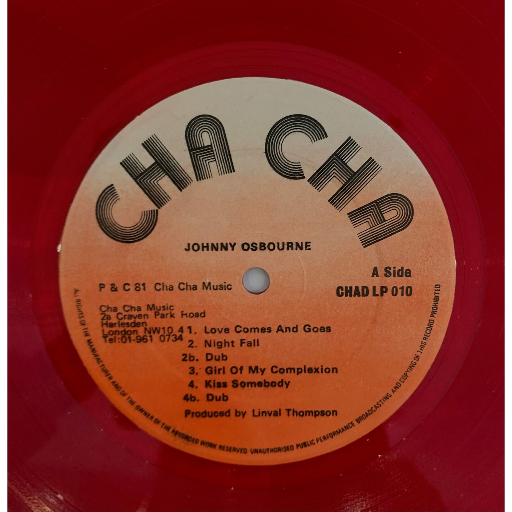 [Kollectible Vinyl] Osbourne, Johnny: In Nah Disco Style (1981, UK, Red Wax, VG) [CHA CHA]