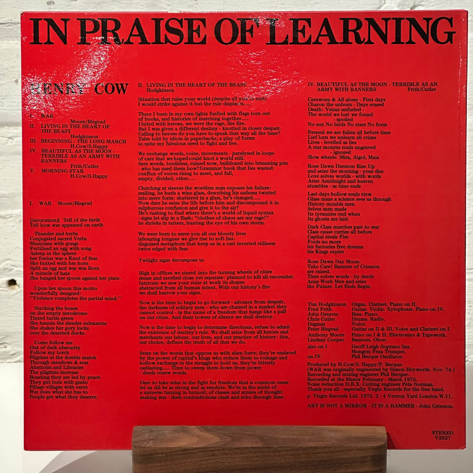 [Kollectible Vinyl] Henry Cow: In Praise Of Learning (1975, UK, EX) [VIRGIN]