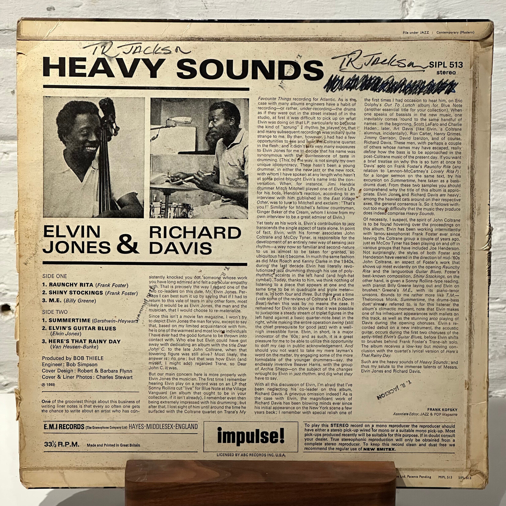 [Kollectible Vinyl] Jones, Elvin & Richard Davis: Heavy Sounds (1968, UK, Disc VG+) [IMPULSE]