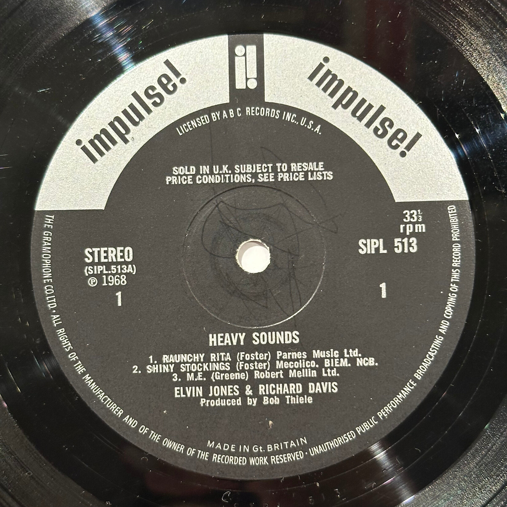 [Kollectible Vinyl] Jones, Elvin & Richard Davis: Heavy Sounds (1968, UK, Disc VG+) [IMPULSE]