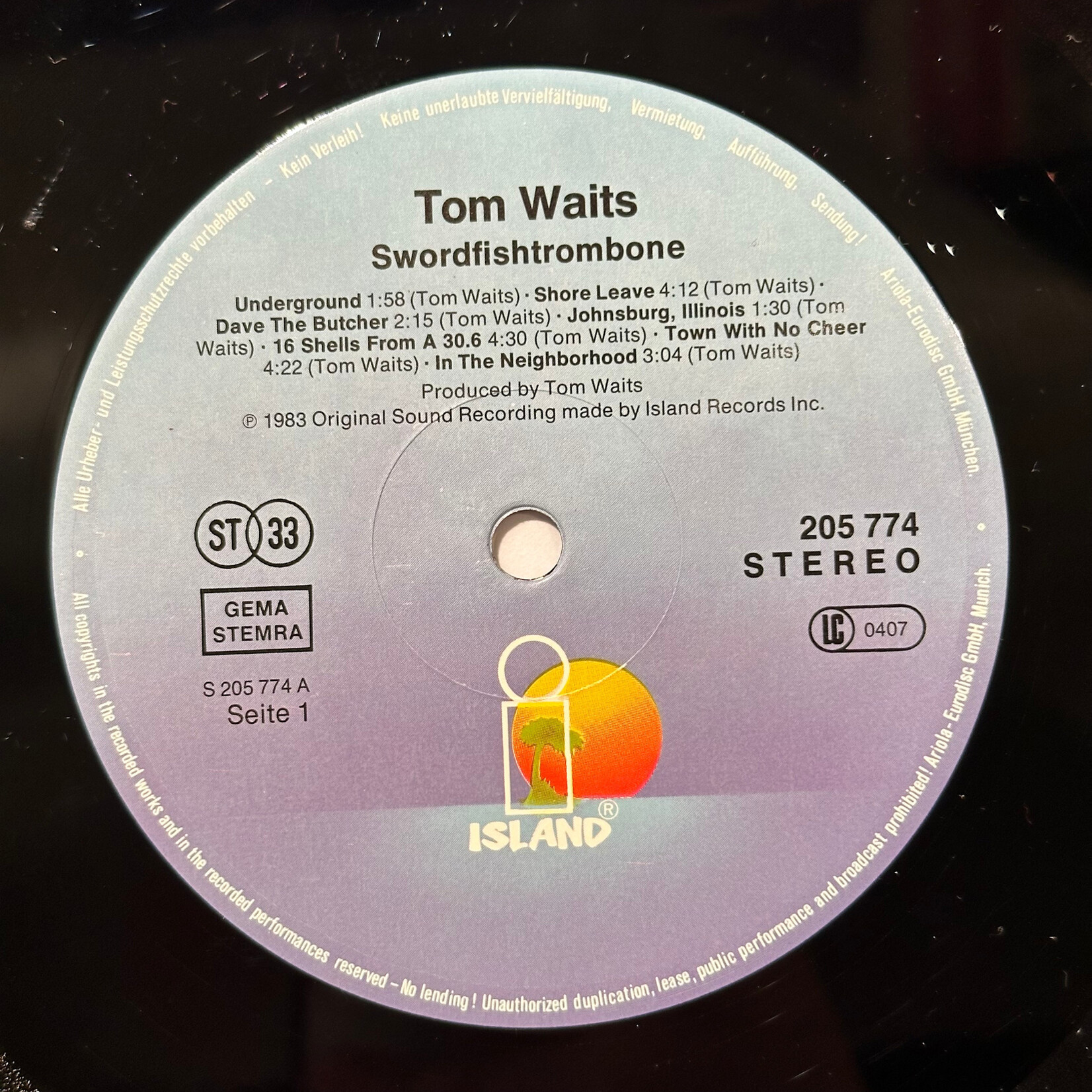 [Kollectible Vinyl] Waits, Tom: Swordfishtrombones (1986, Europe, VG+) [ISLAND]