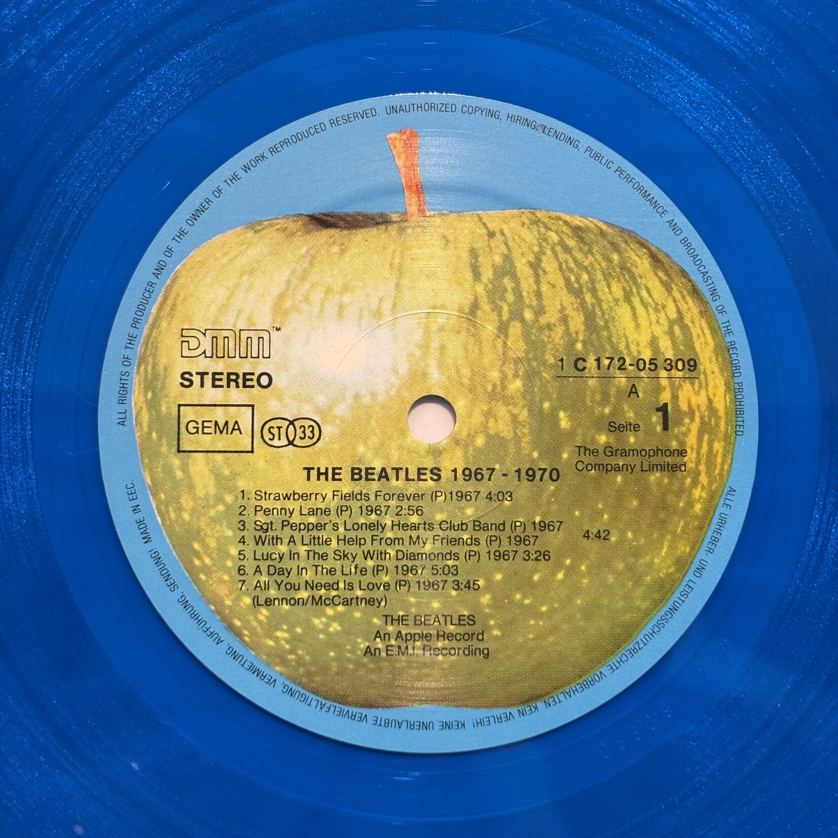 [Kollectible Vinyl] The Beatles: 1967-1970 (1985, Germany, Ltd Ed Blue, DMM, VG+) [E.M.I]