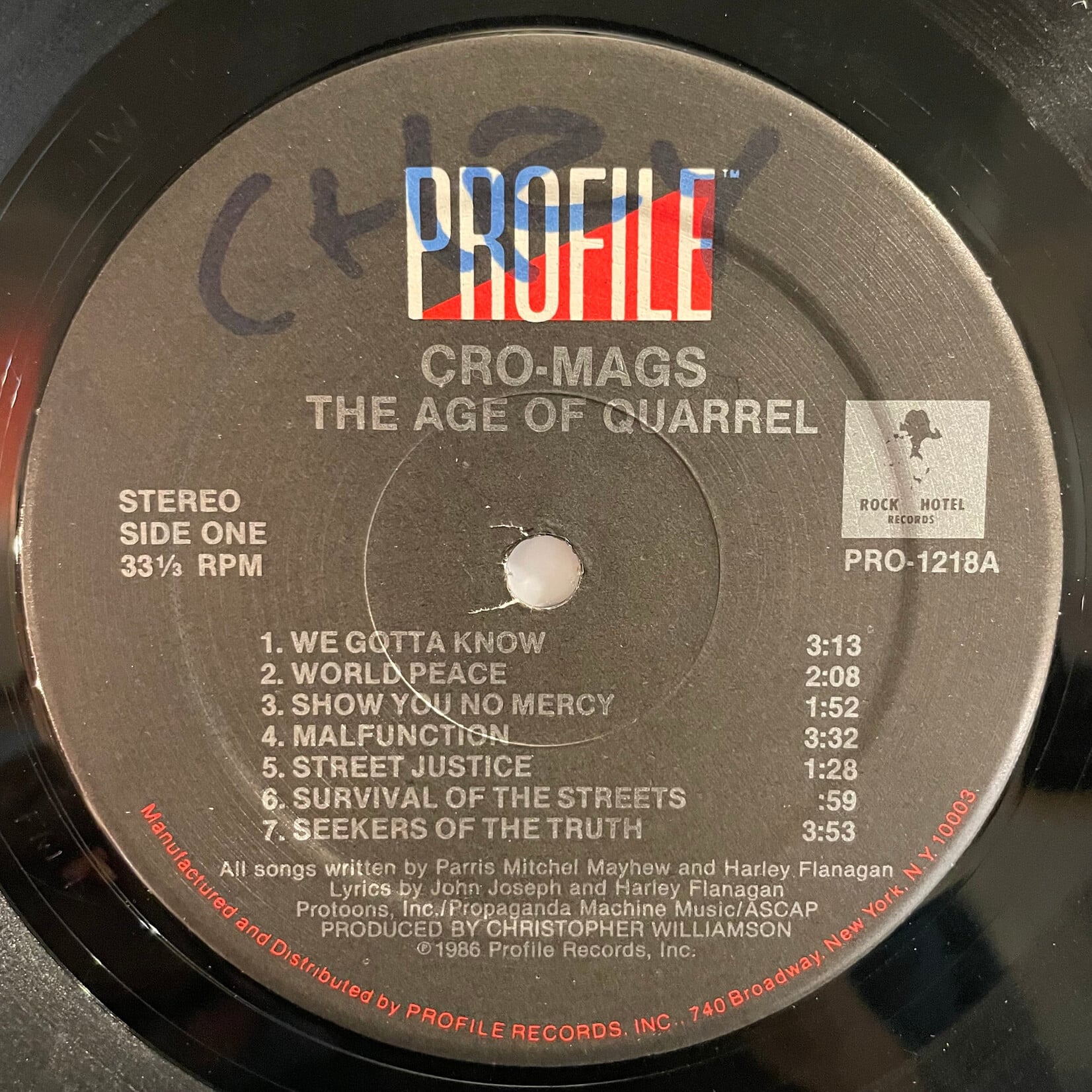 [Kollectible Vinyl] Cro Mags: The Age Of Quarrel (1986, USA, YorkU Copy, VG) [PROFILE]