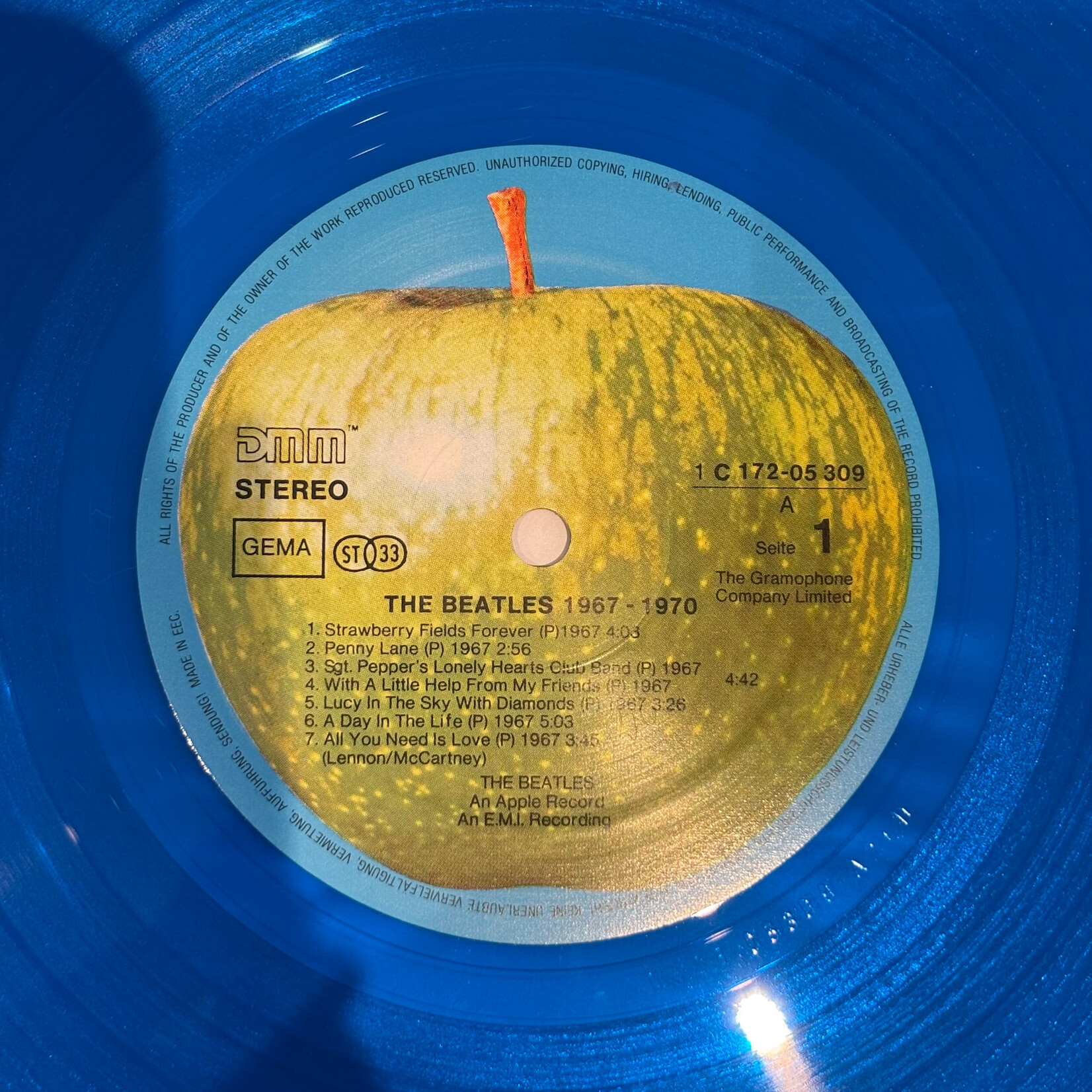 [Kollectible Vinyl] The Beatles: 1967-1970 (1985, Germany, Ltd Ed Blue, DMM, VG+) [E.M.I]