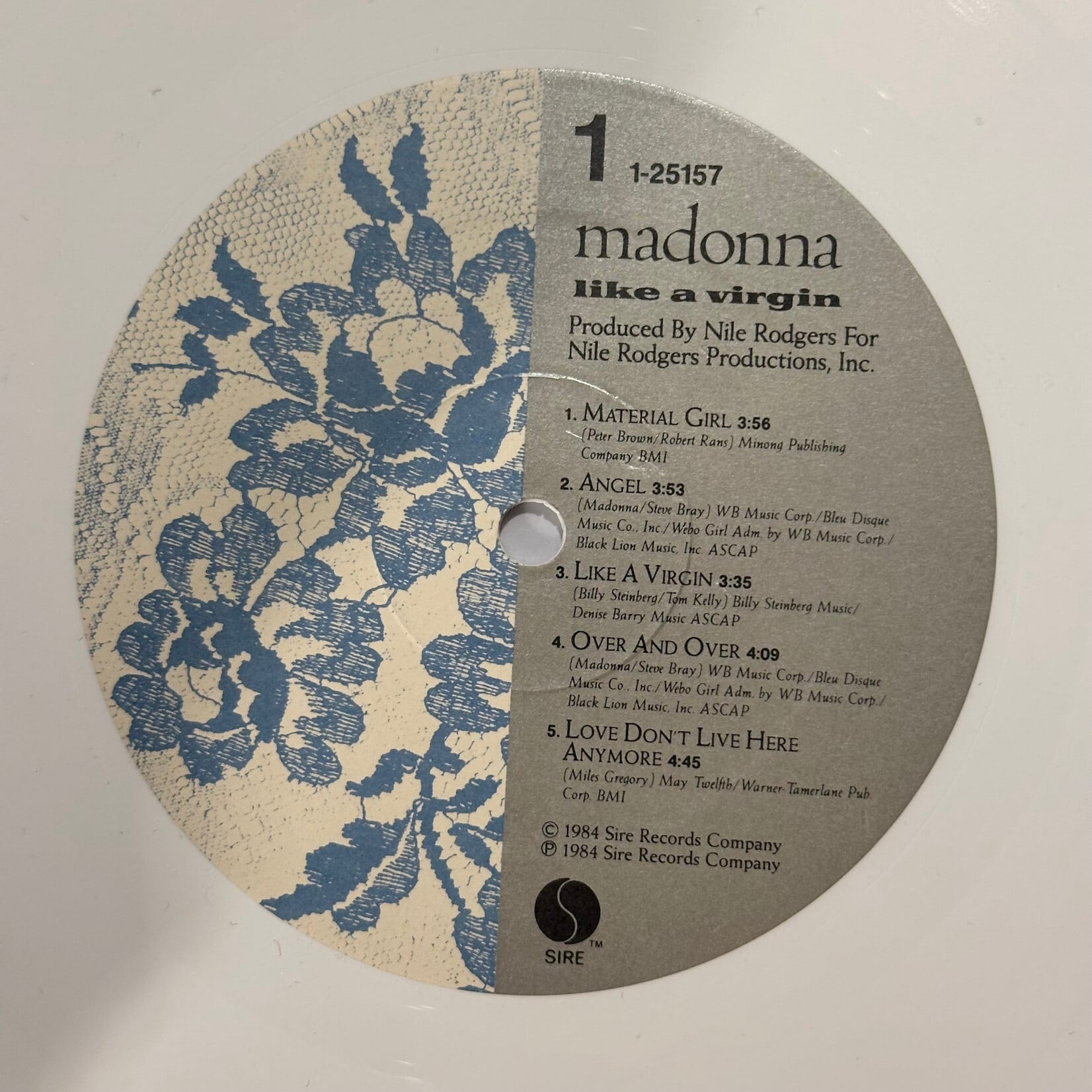 [Kollectible Vinyl] Madonna: Like a Virgin (1984, USA, Promo, White Vinyl, VG) [SIRE]