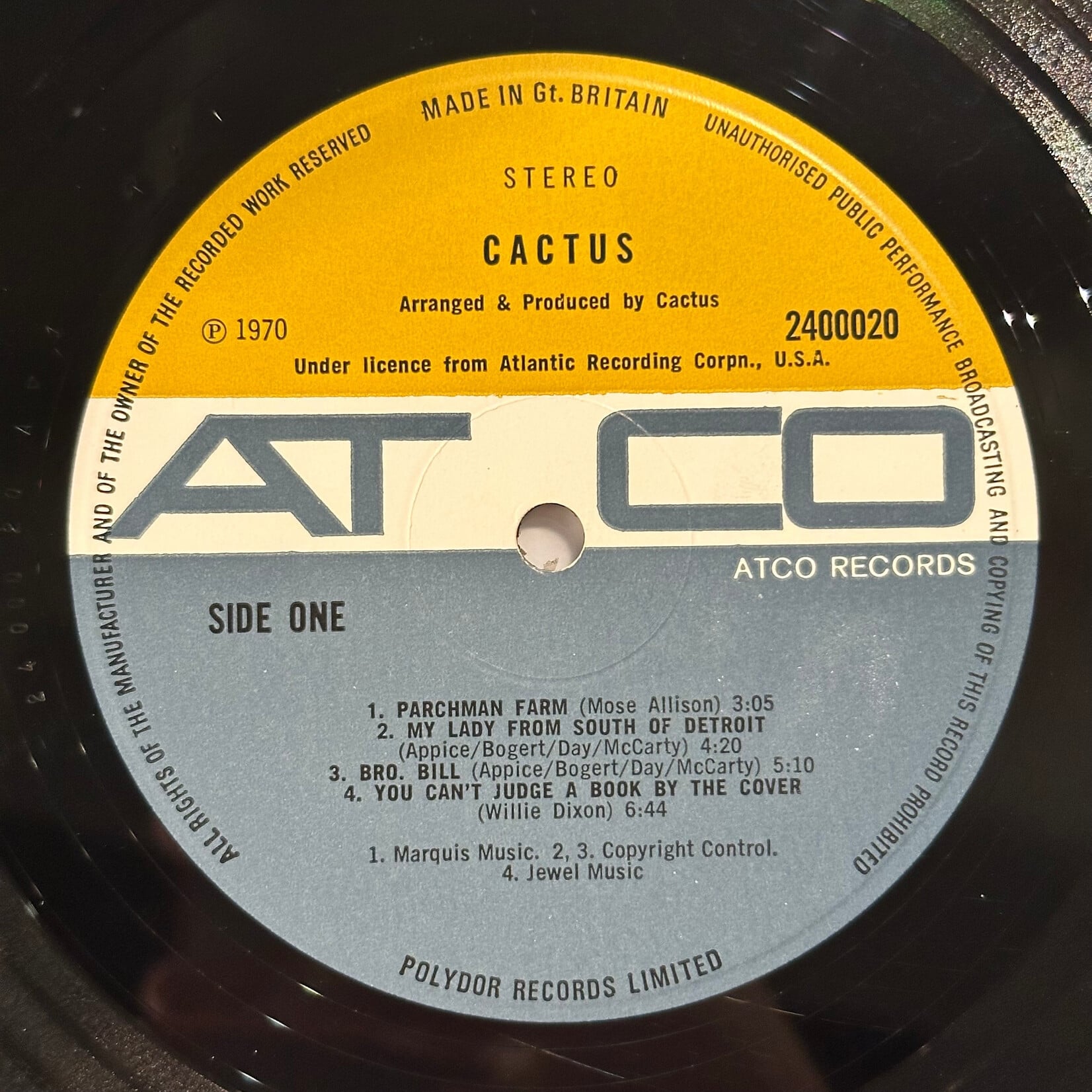 [Kollectible Vinyl] Cactus: Self-Titled (1970, UK, VG+) [ATCO]