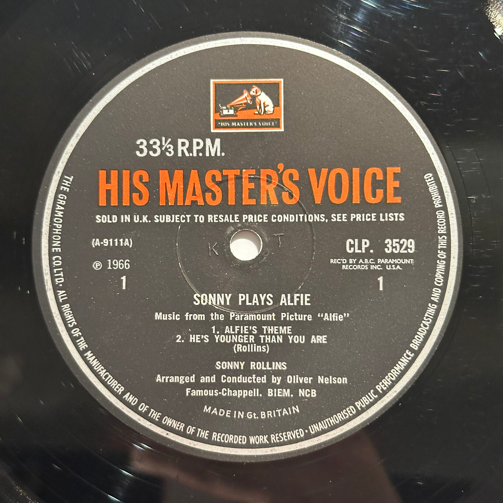 [Kollectible Vinyl] Rollings, Sonny: Sonny Plays Alfie (1966, UK, VG+) [HIS MASTER'S VOICE]