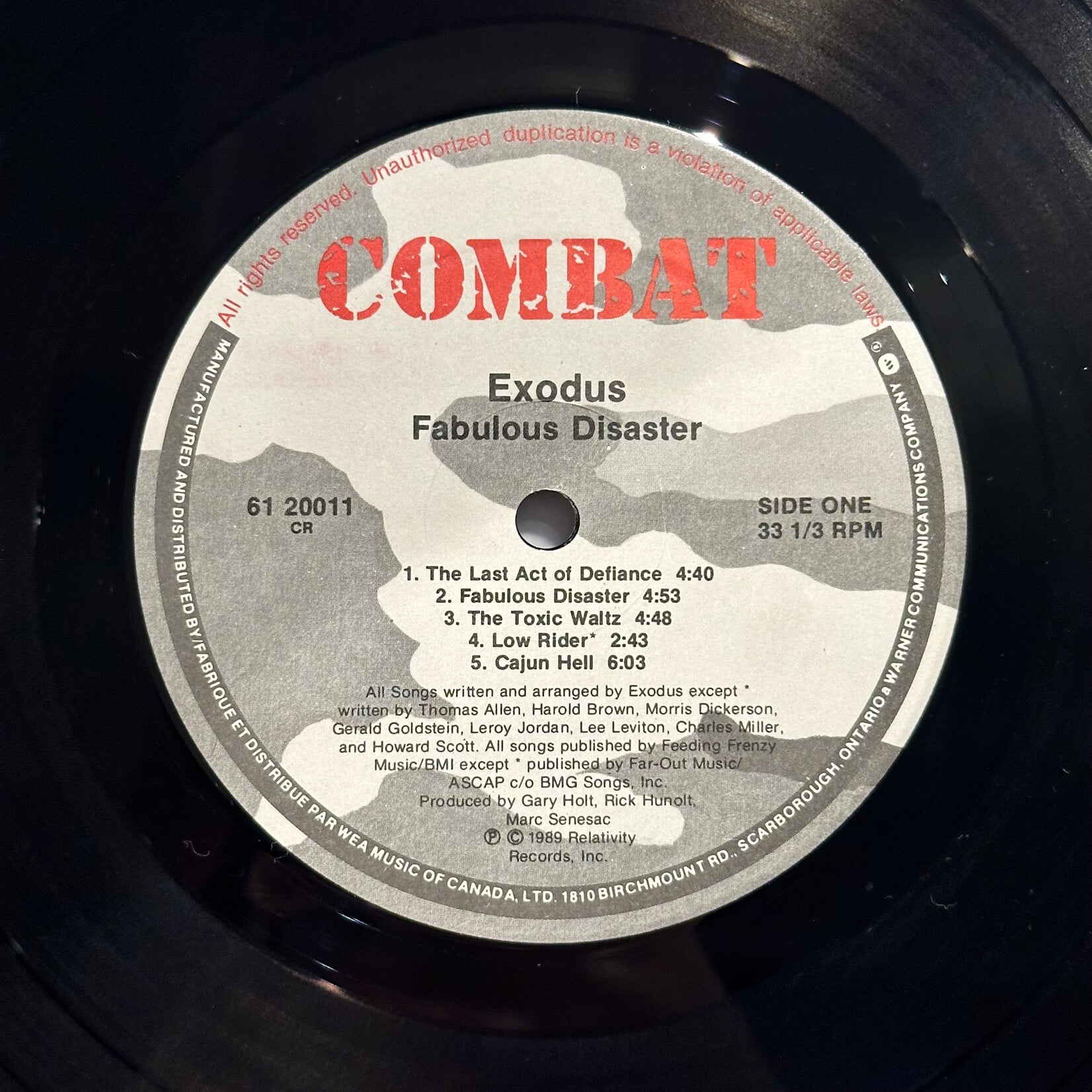 [Kollectible Vinyl] Exodus: Fabulous Disaster (1989, Canada, Metal, VG+) [COMBAT]