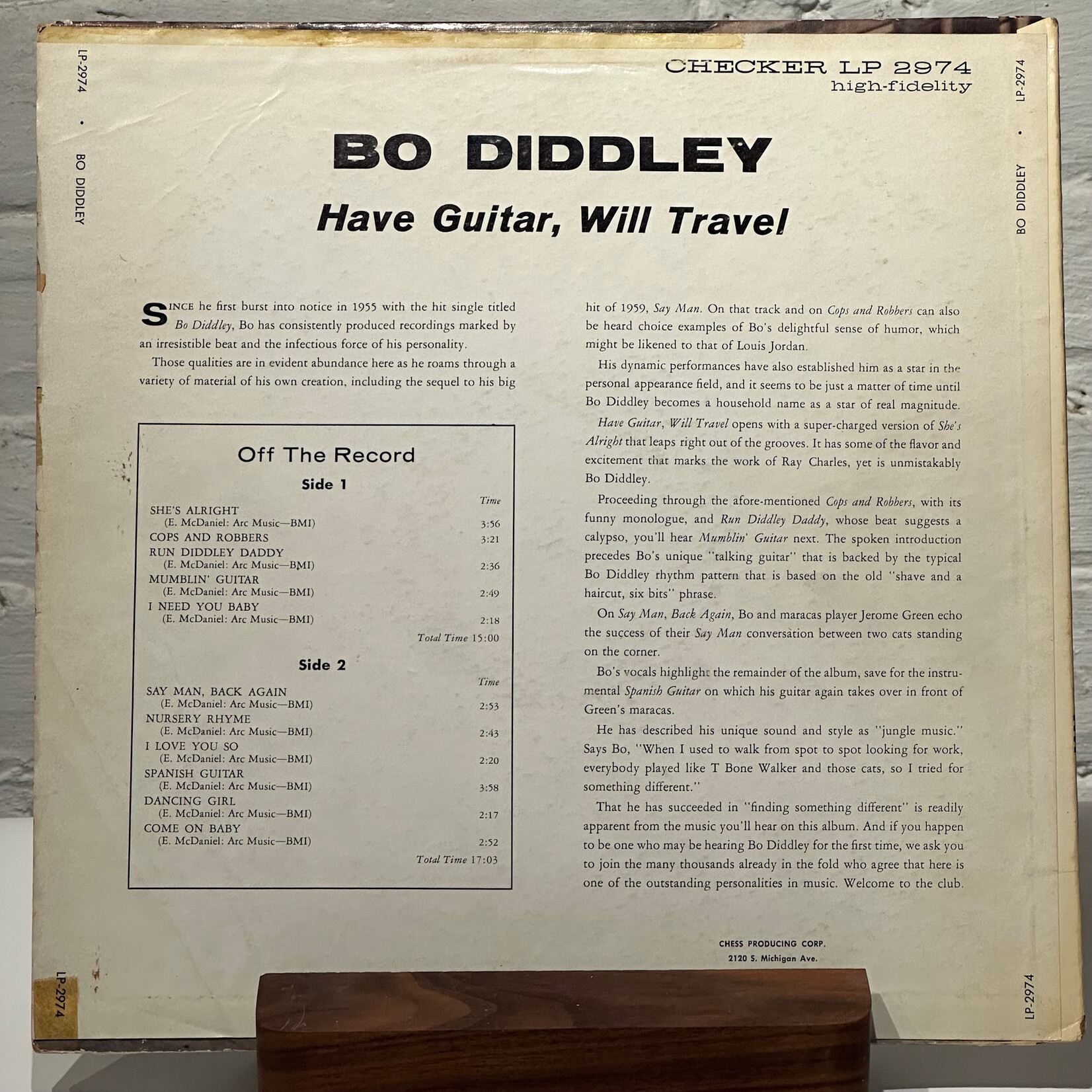 [Kollectible Vinyl] Diddley, Bo: Have Guitar, Will Travel (1960, USA, Black Chess, VG) [CHECKER]