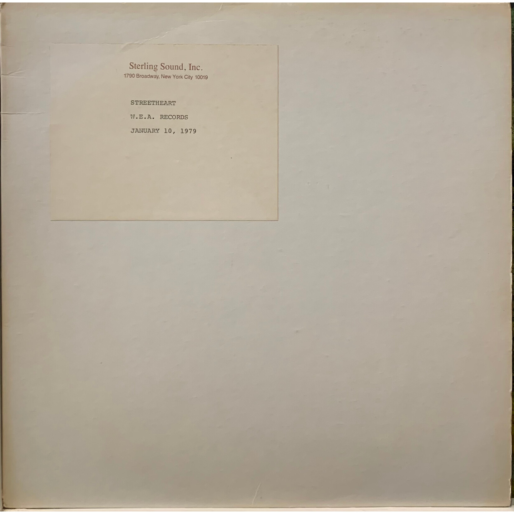 [Kollectible Vinyl] Streetheart: Under Heaven Over Hell (1970s, Canada, Promo Acetate, VG to VG+) [STERLING SOUND, INC.]