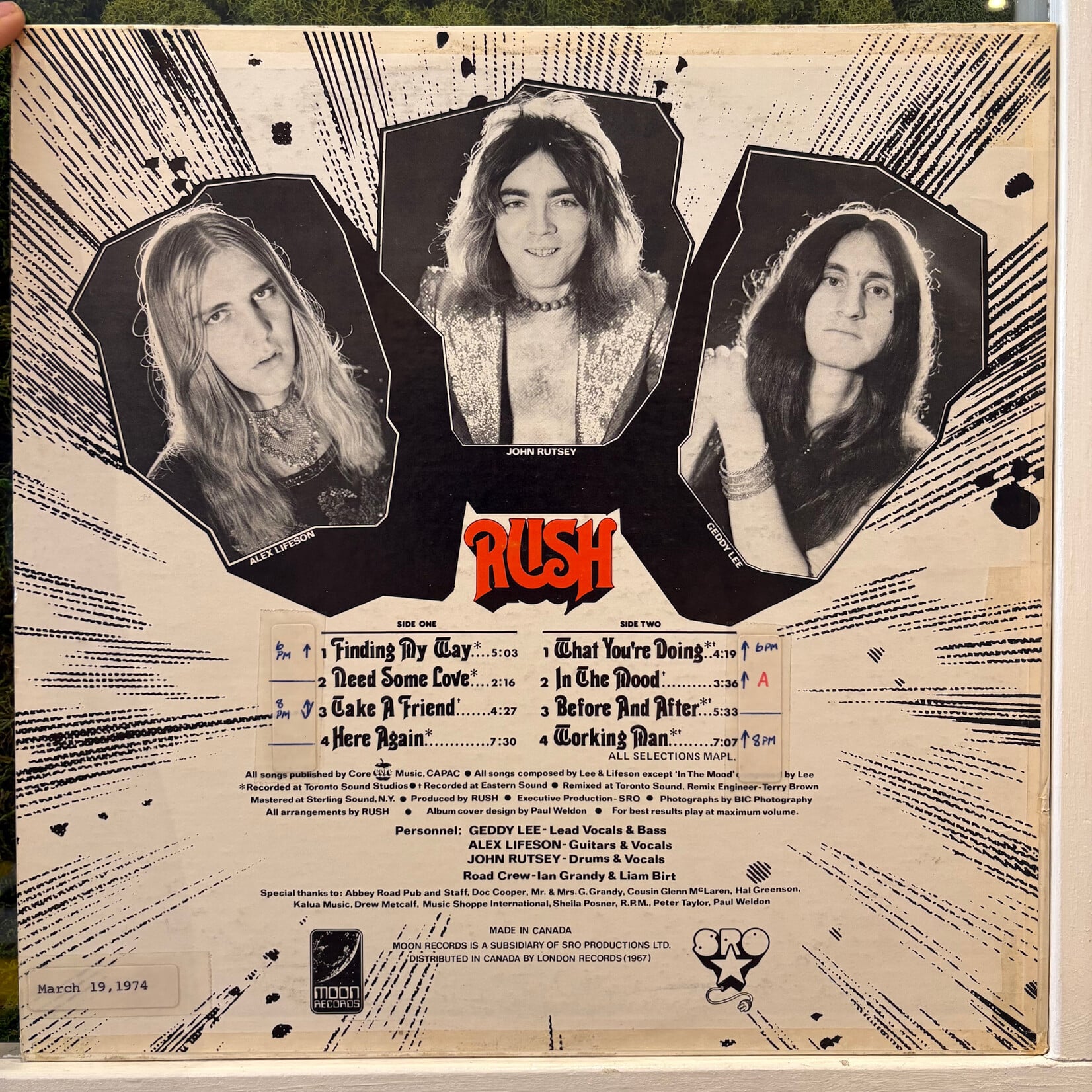 [Nick's Disk Pics] Rush: Self-titled (1974, Canada, Moon Label, VG) [MOON]