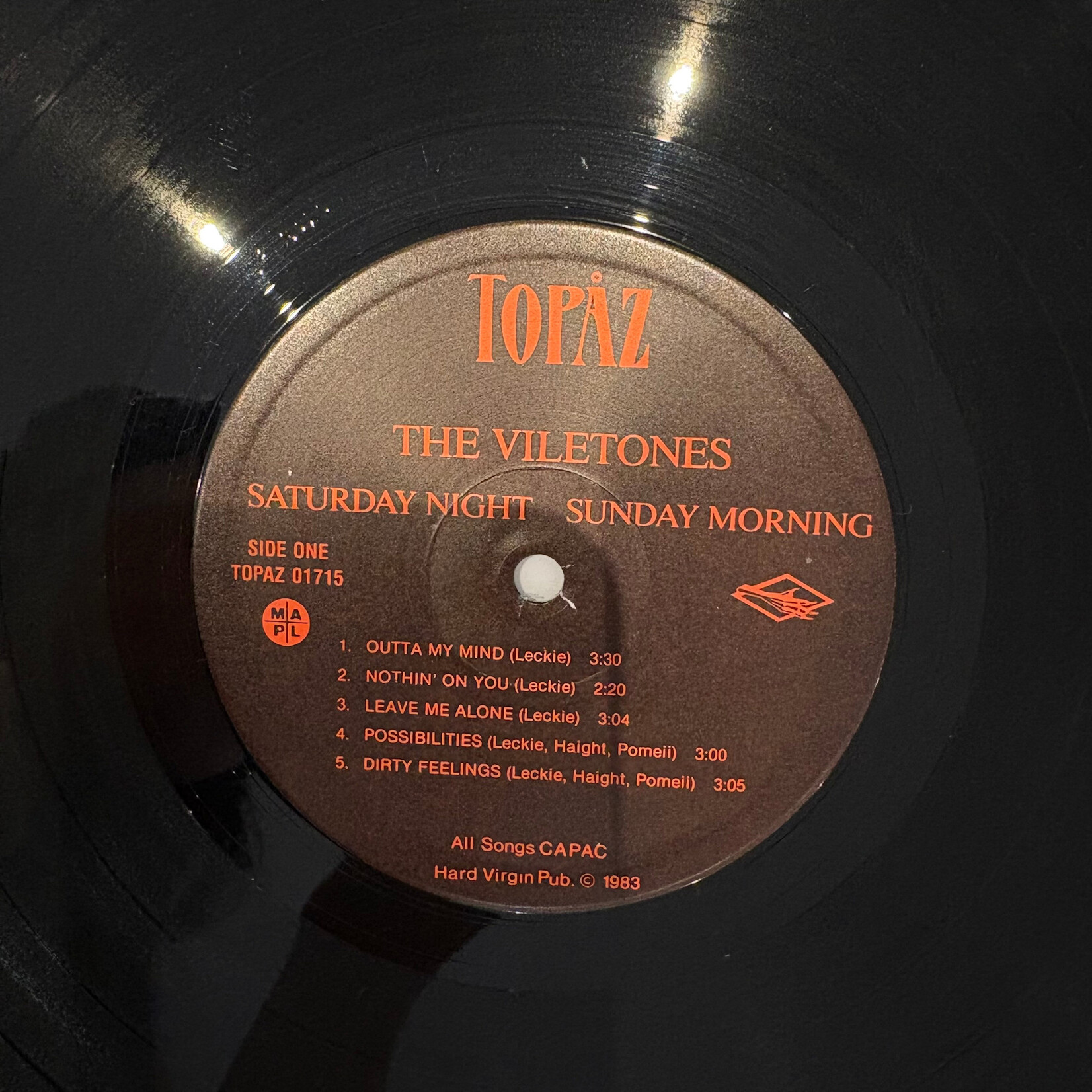 [Kollectible Vinyl] The Viletones: Saturday Night Sunday Morning (1983, Canada, VG+) [TOPAZ]