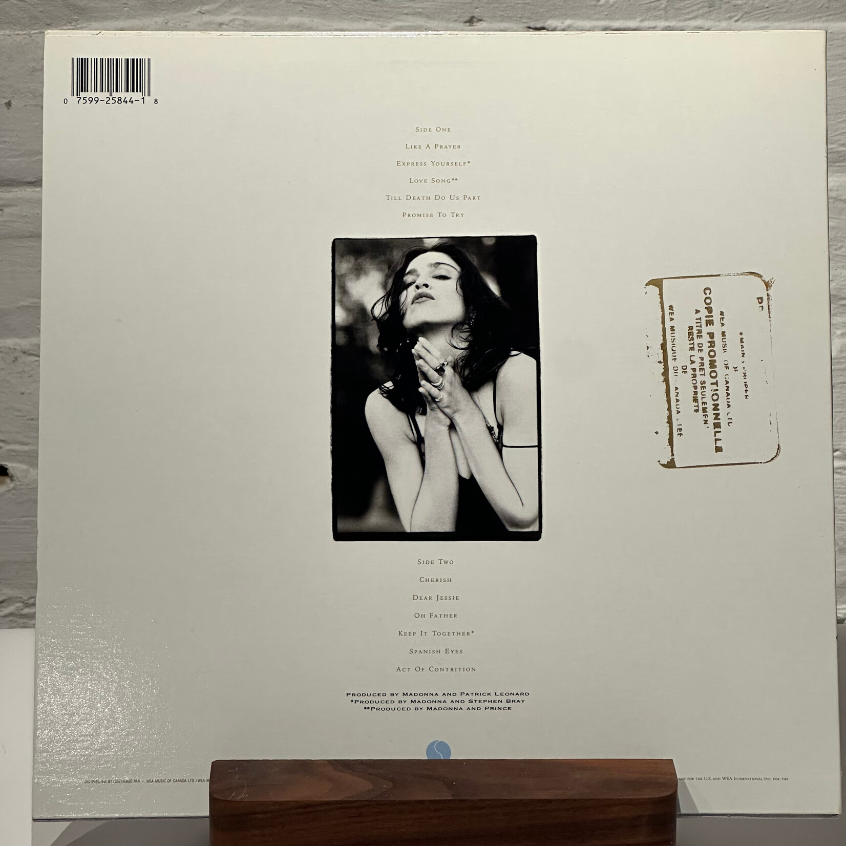 [Kollectible Vinyl] Madonna: Like A Prayer (1989, CANADA, Gold Stamp Promo, Chum Copy!, DIsc VG+) [SIRE]