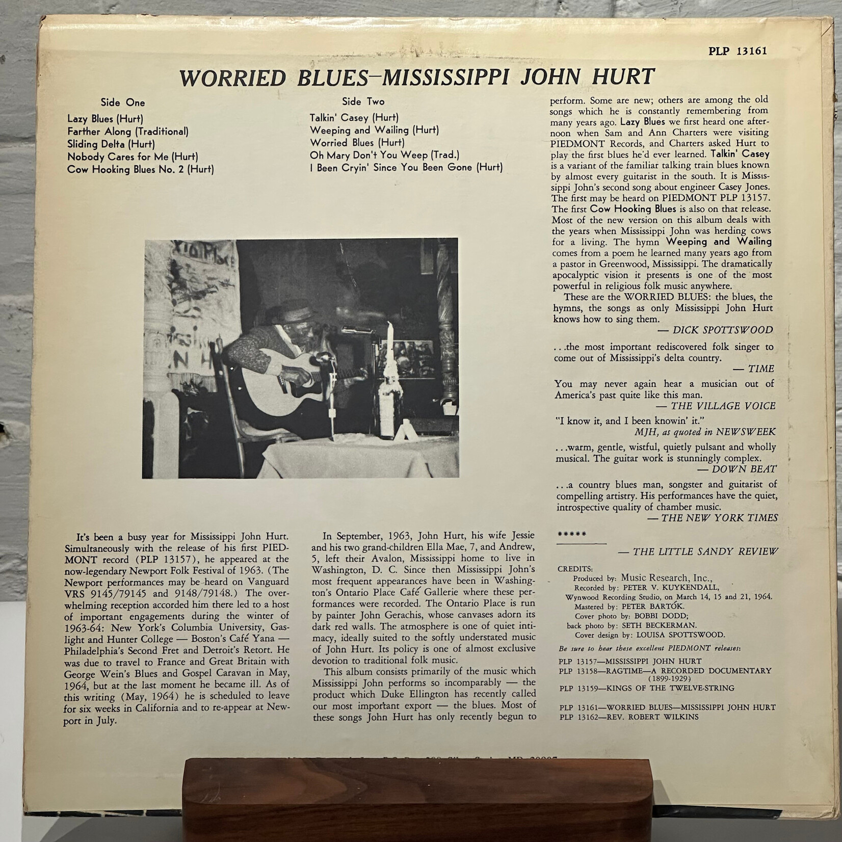 [Kollectible Vinyl] John Hurt, Mississippi: Worried Blues (1973, USA, VG+) [PIEDMONT]