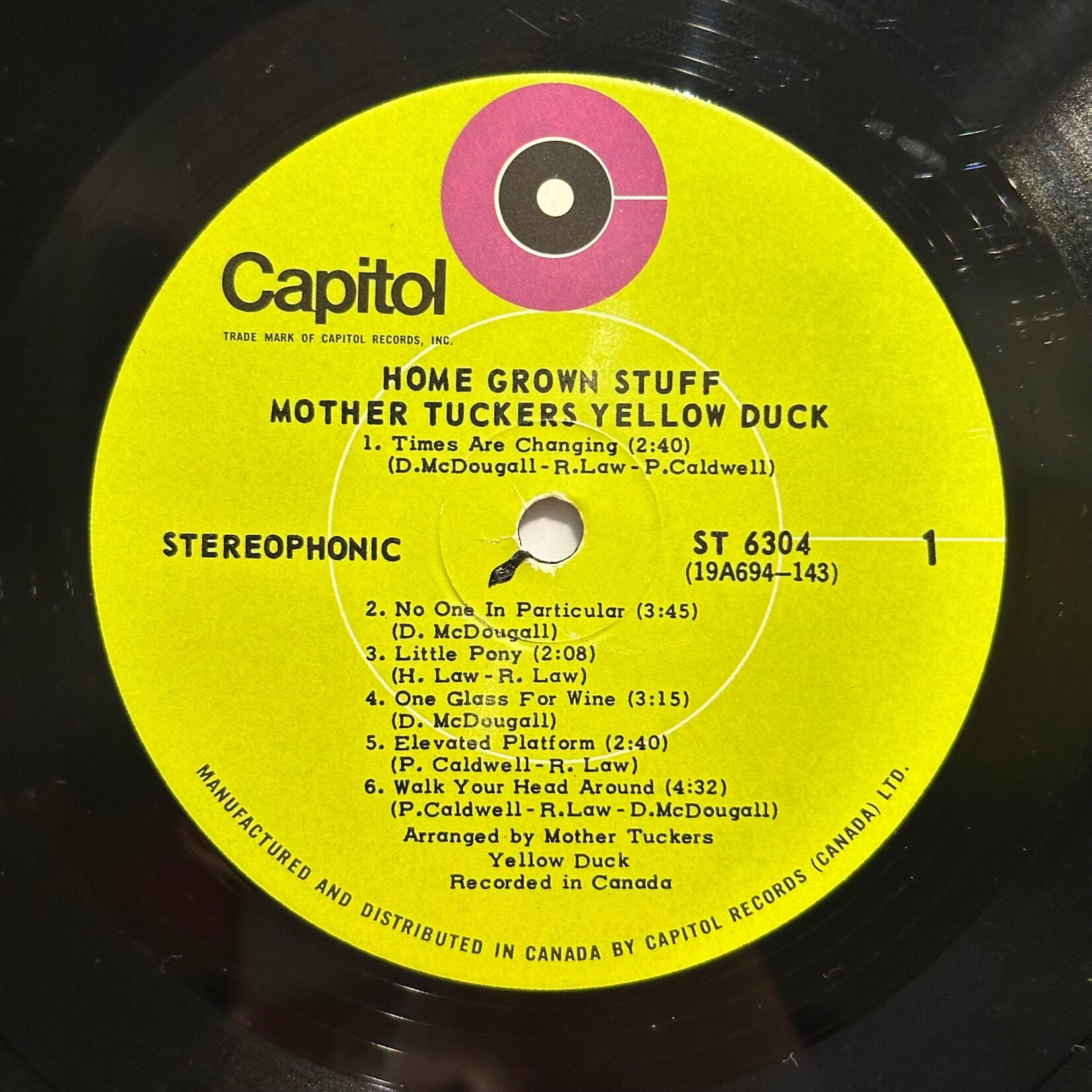 [Kollectible Vinyl] Mother Tuckers Yellow Duck: Home Grown Stuff (1969, CANADA, Canadian Psych, VG) [CAPITOL]
